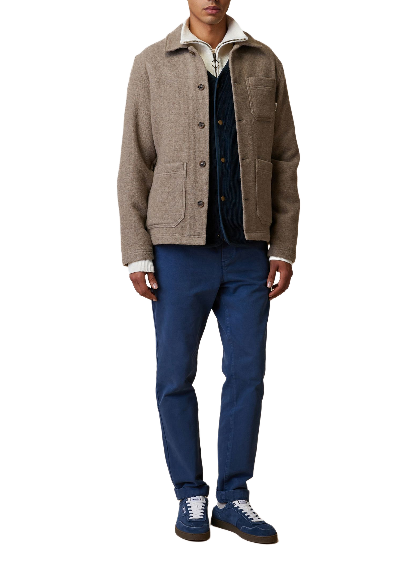 Veste col classique en laine mélangée FAGUO Beige