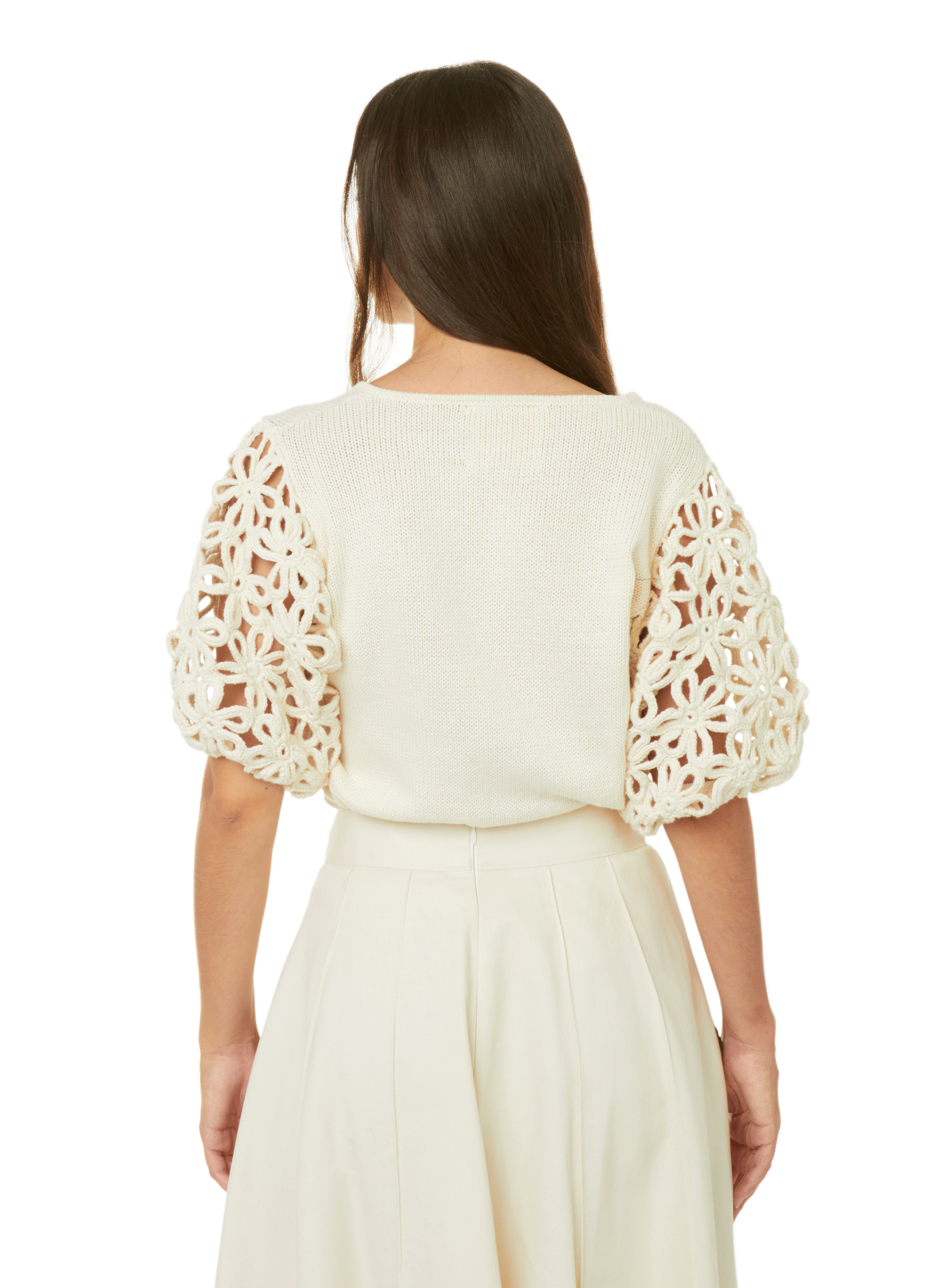 Top Maria en maille et crochet STELLA PARDO Beige