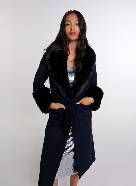 Manteau long double face Bleu