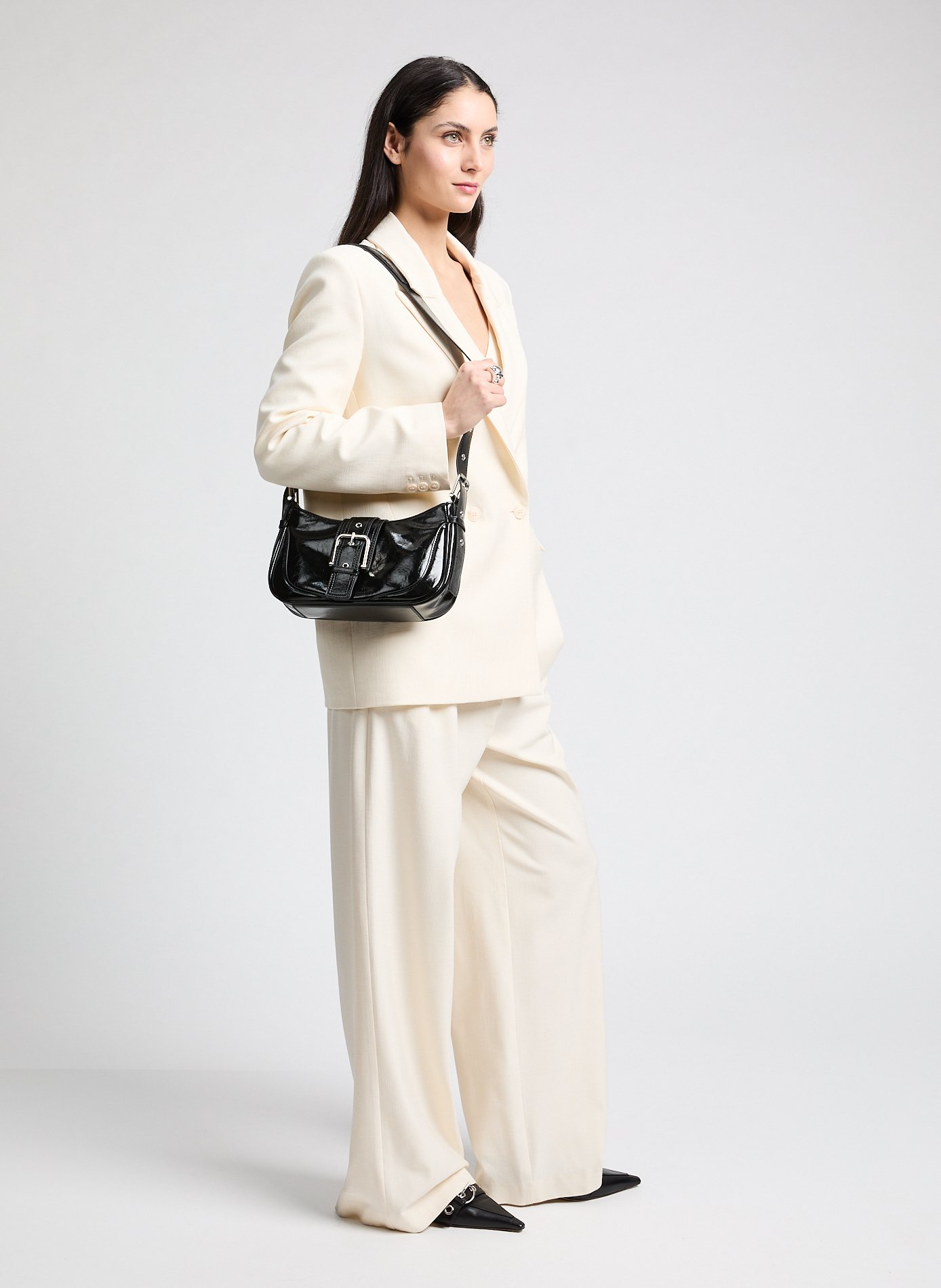 Sac à bandoulière verni AU PRINTEMPS PARIS Noir