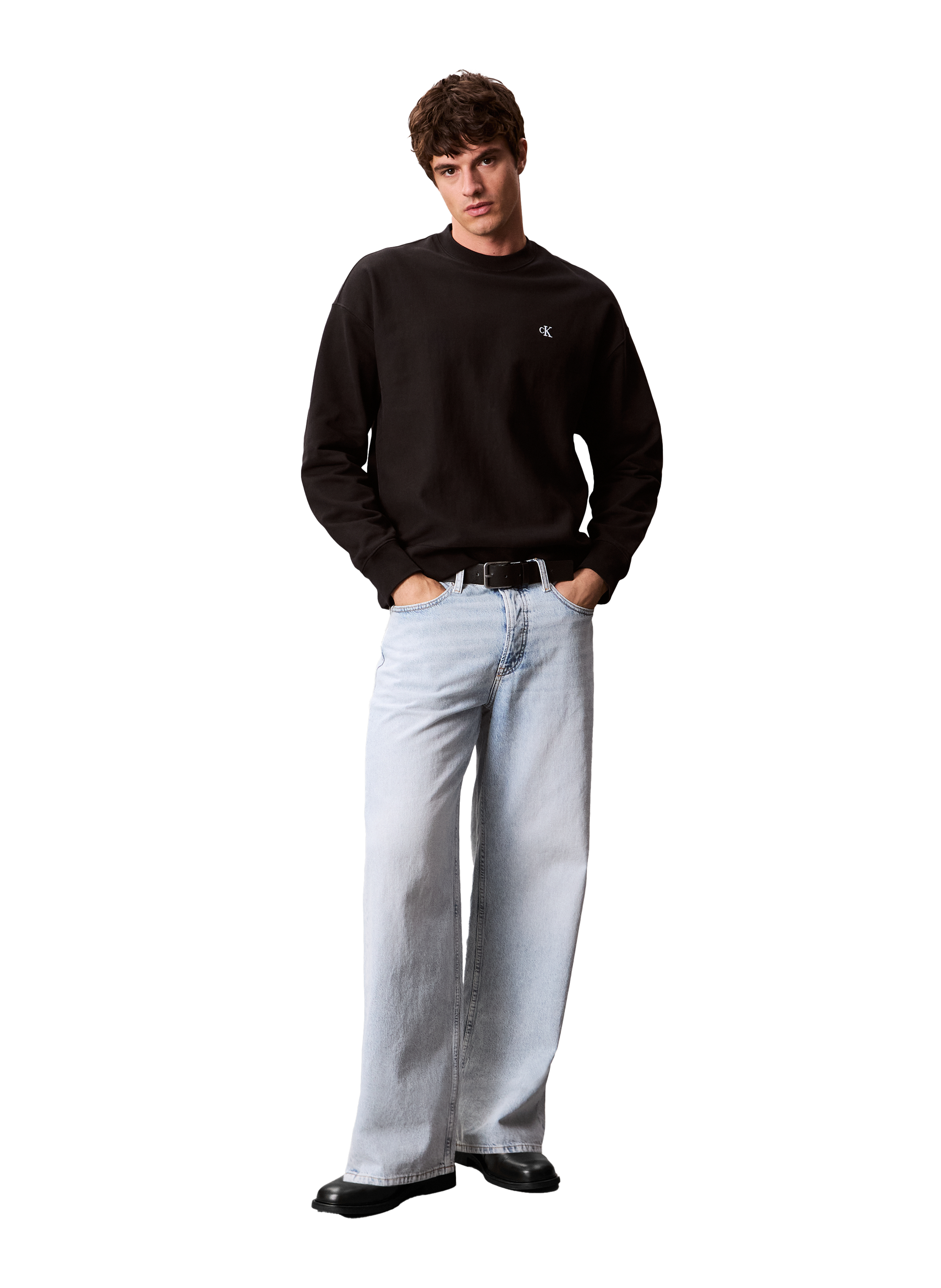 Sweatshirt oversize en tissu éponge de coton CALVIN KLEIN Noir