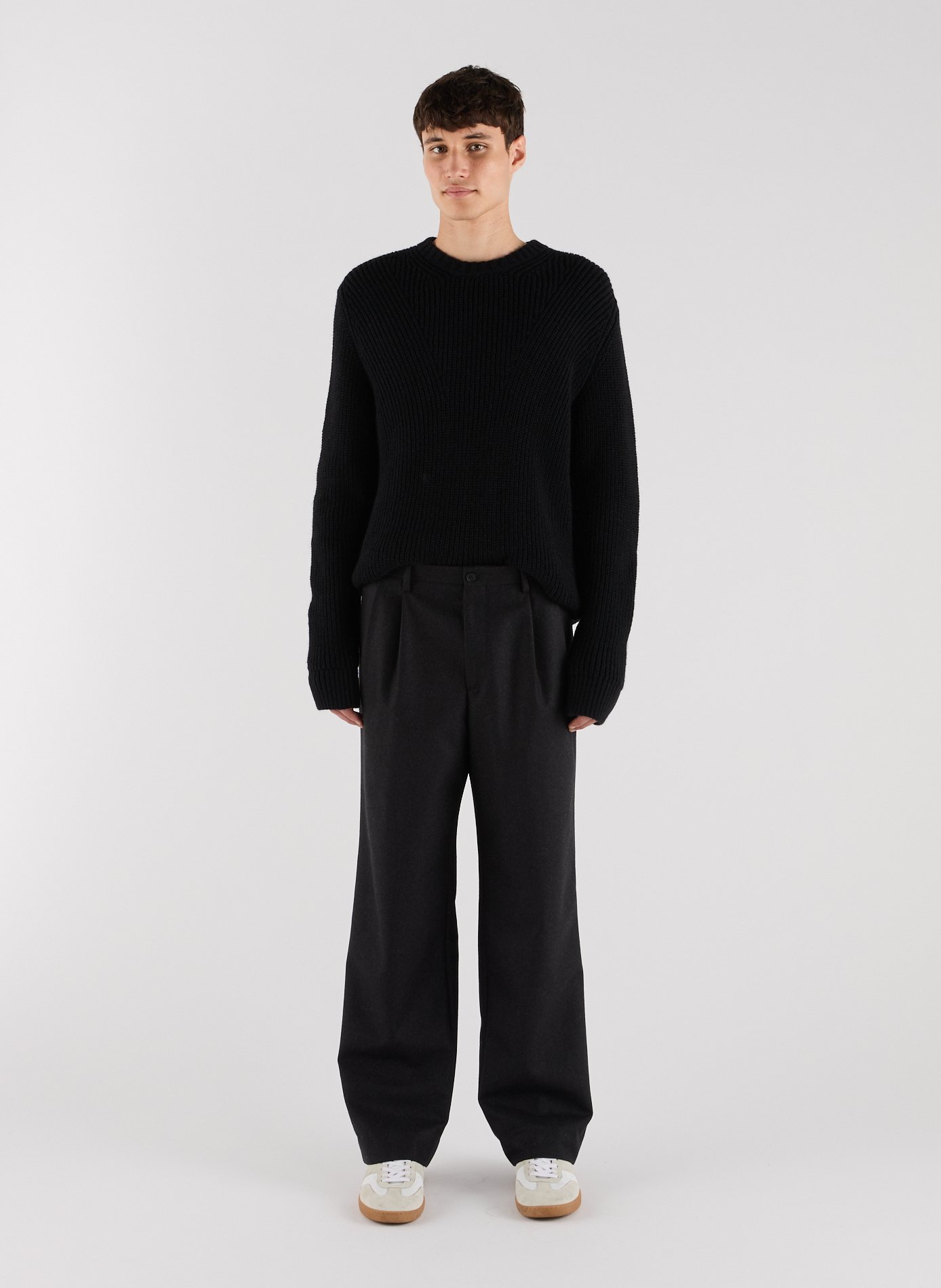 Round-neck sweater in ribbed knit SAISON 1865 Blue