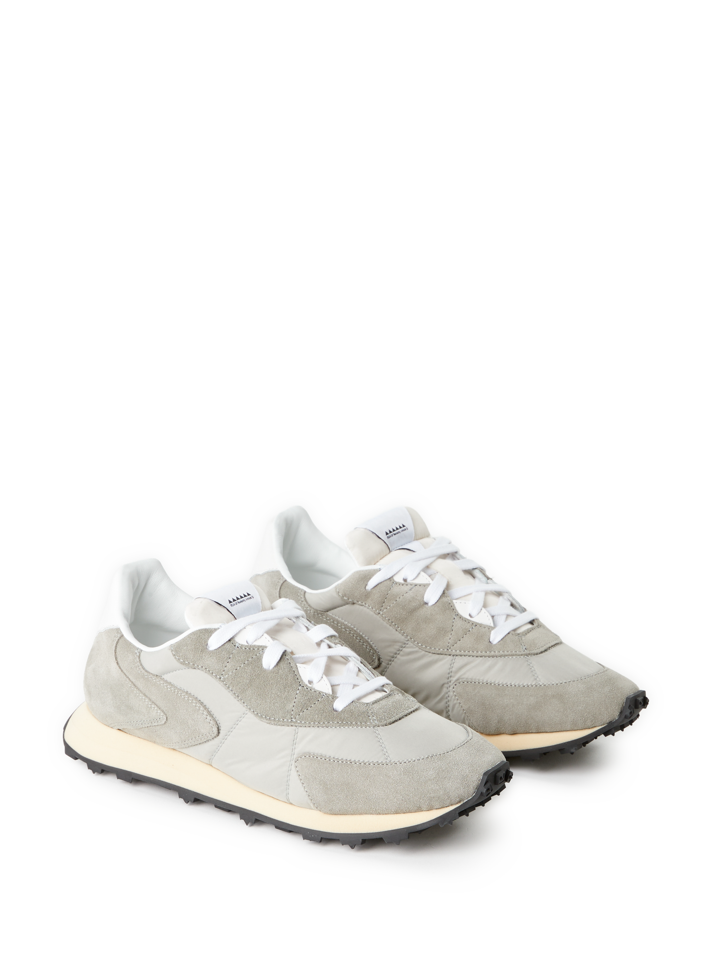 Serrated leather mixed sneakers RUN OF Grey