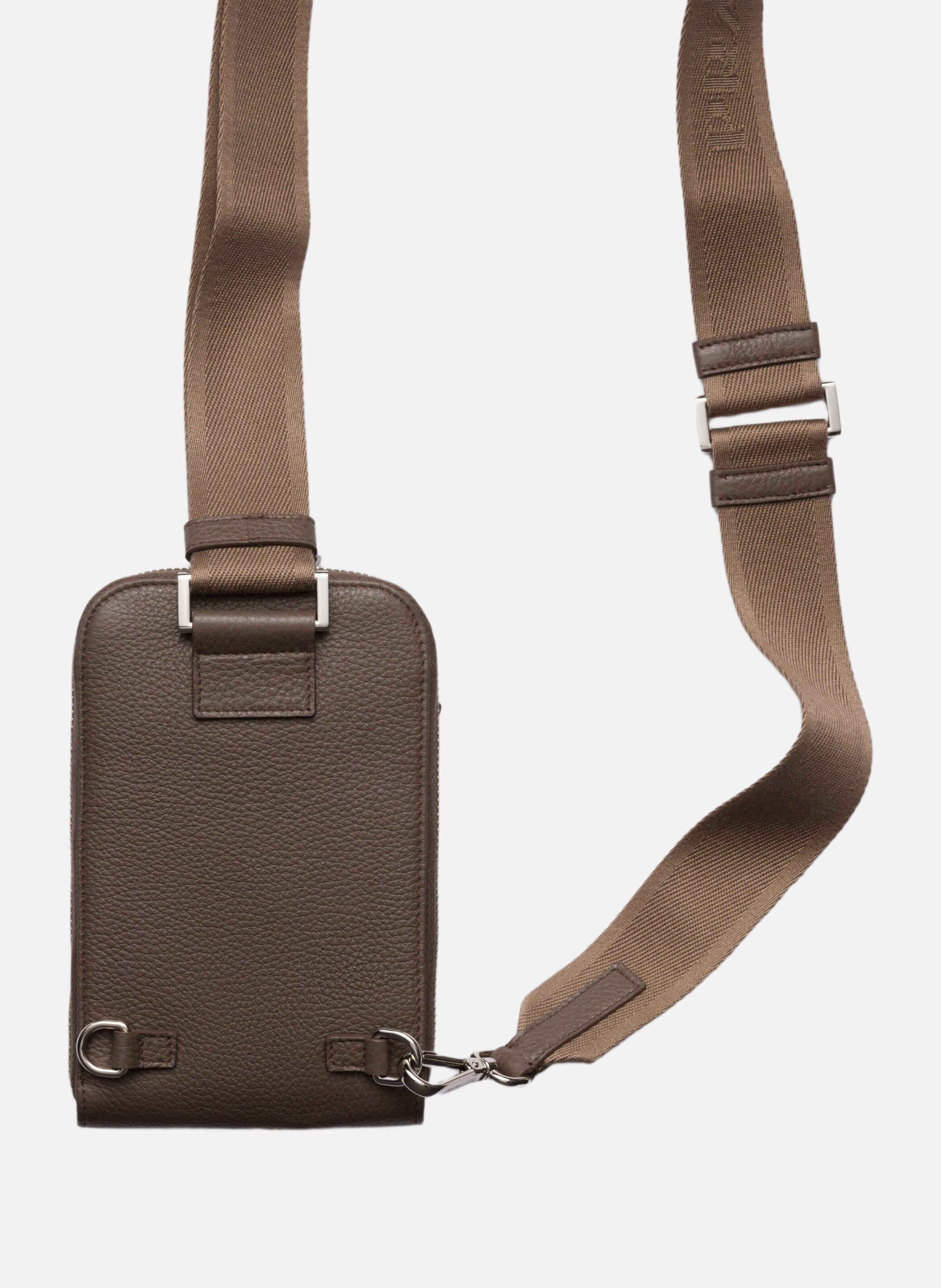 Étui pour smartphone en cuir PRADA Gris