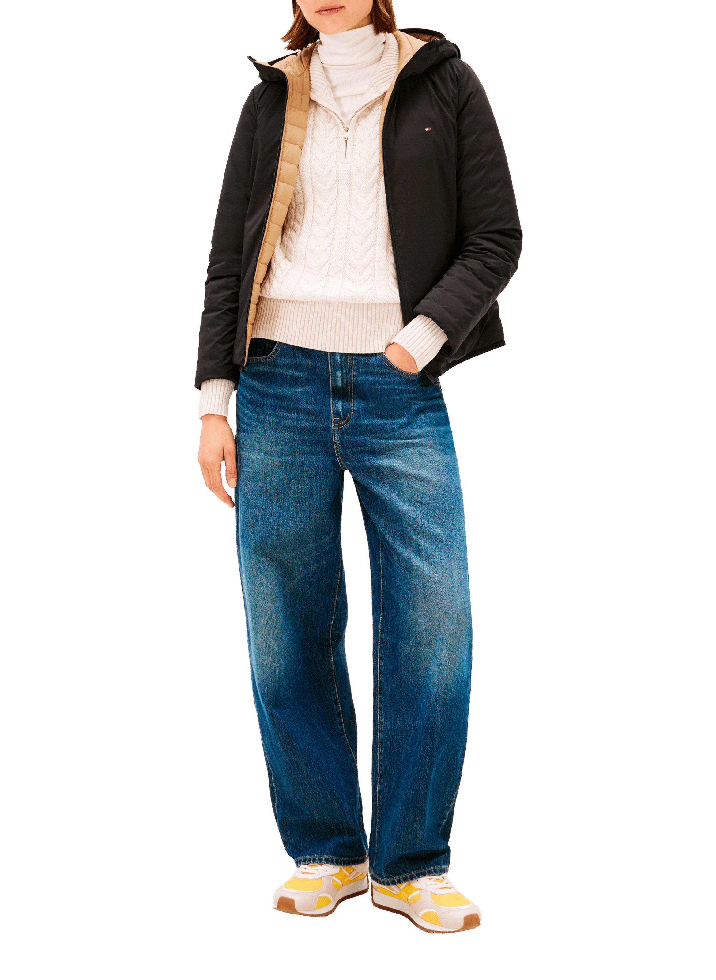 Veste droite à capuche TOMMY HILFIGER Noir