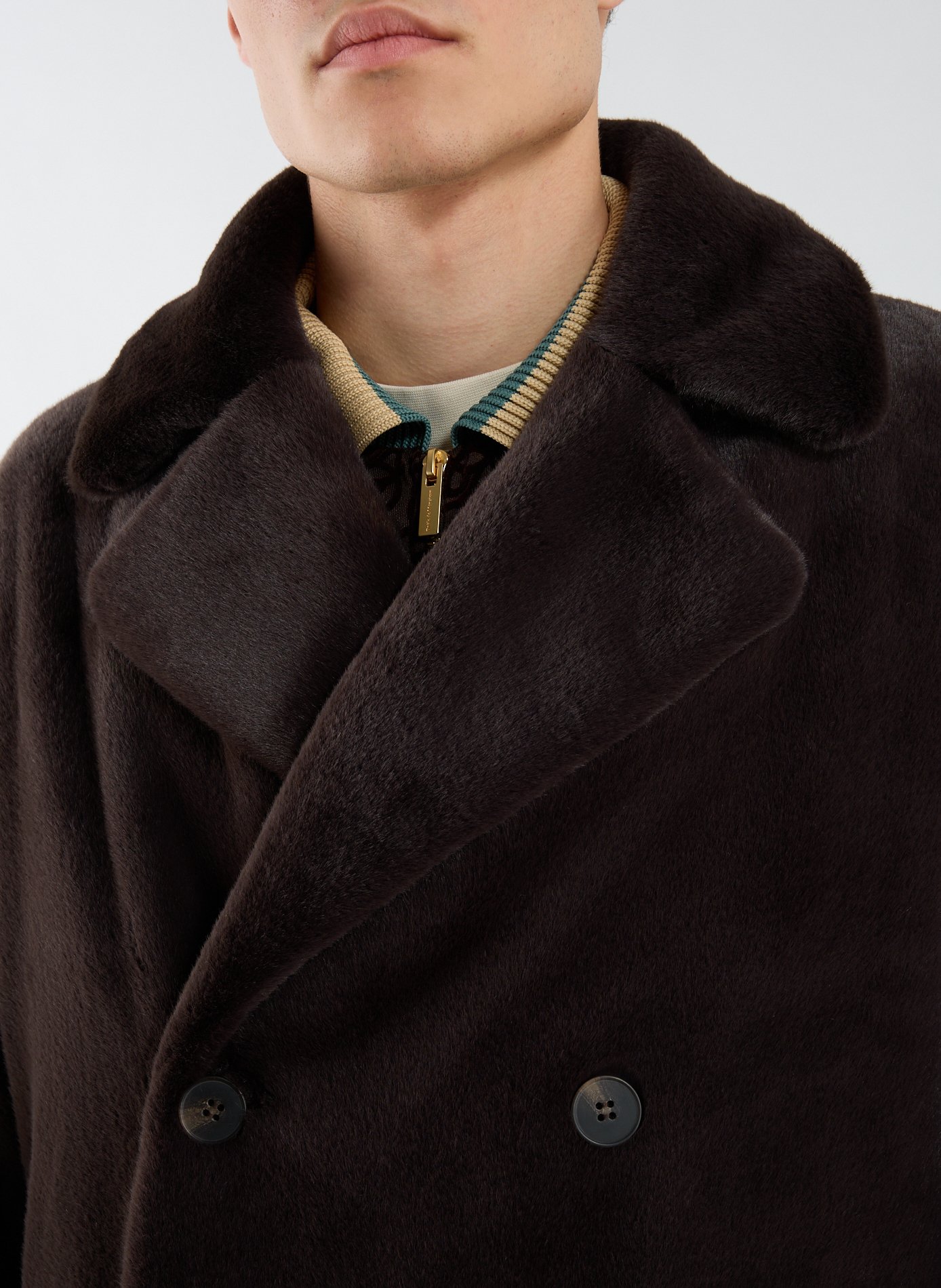 Long faux fur coat DROLE DE MONSIEUR Brown