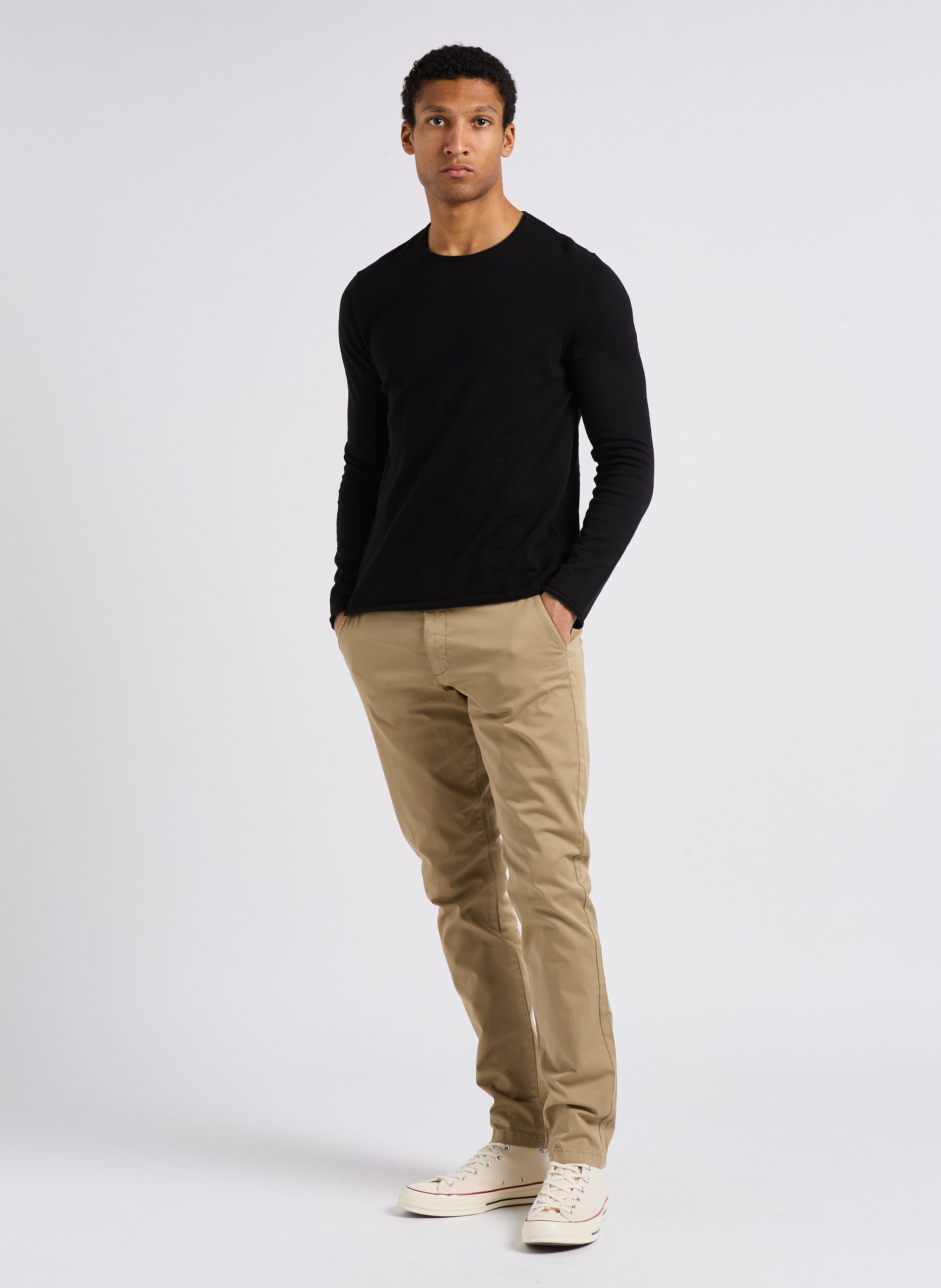 Pantalon chino en coton stretch IKKS Beige