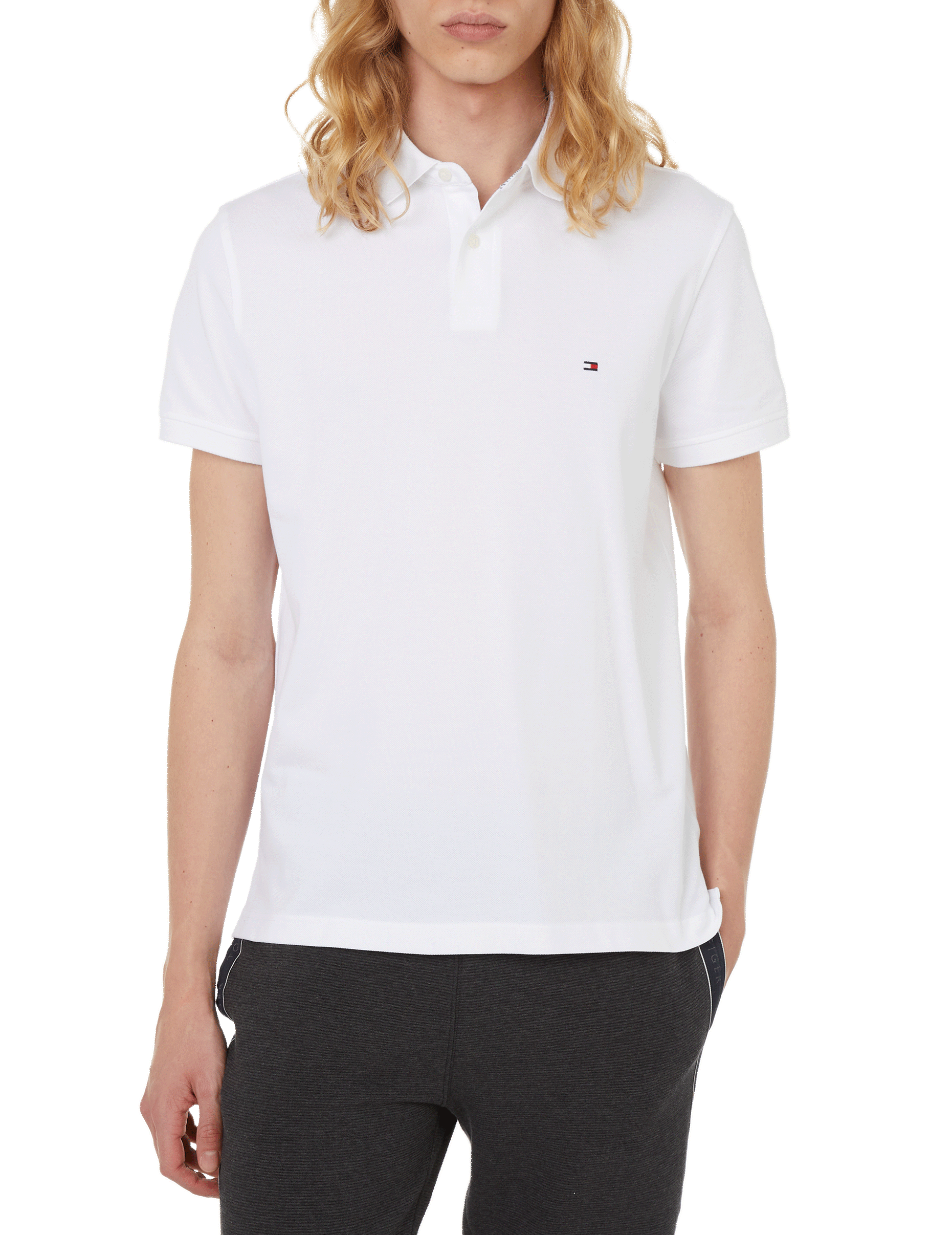Straight-fit cotton piqué shirt TOMMY HILFIGER White