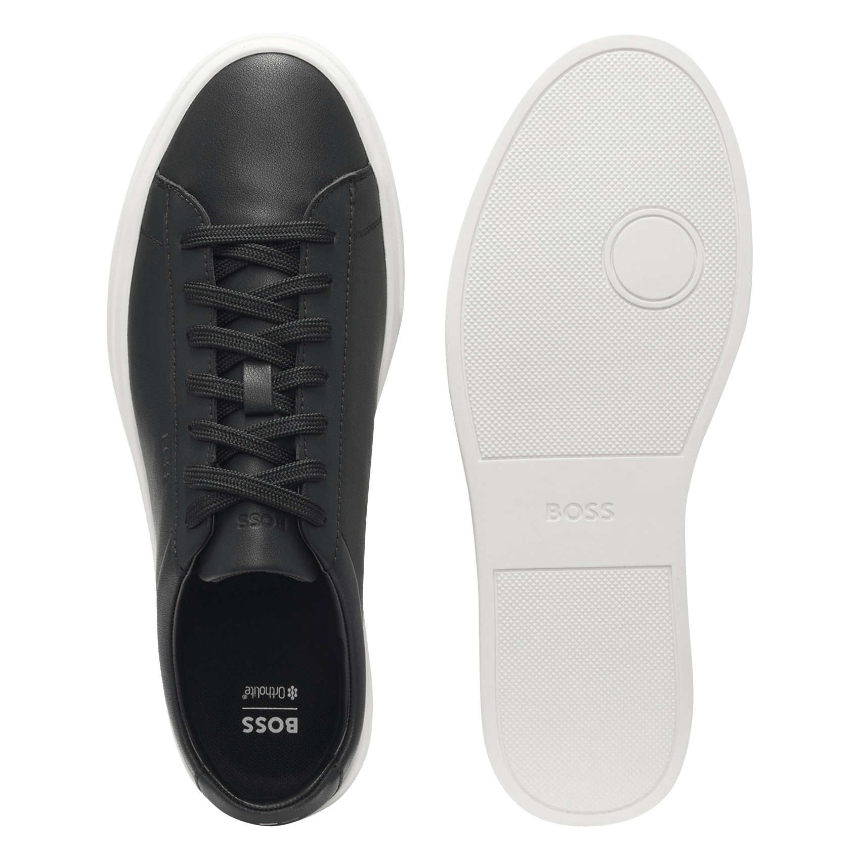 Baskets basses unies en cuir BOSS Noir