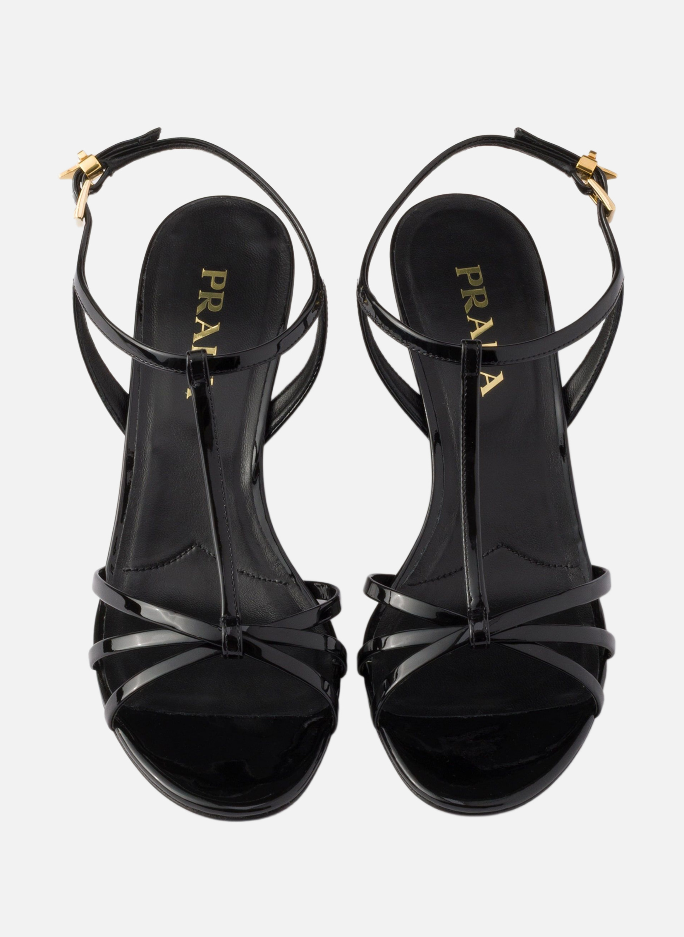 Sandales en cuir verni PRADA Noir