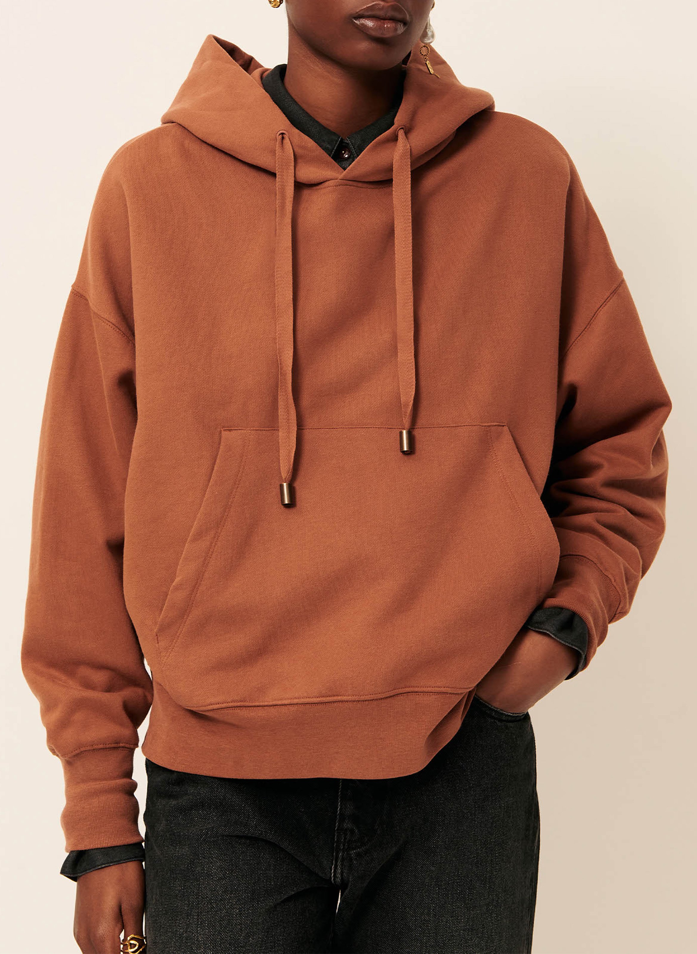 Sweat oversize à capuche en coton hoodie SESSUN Marron