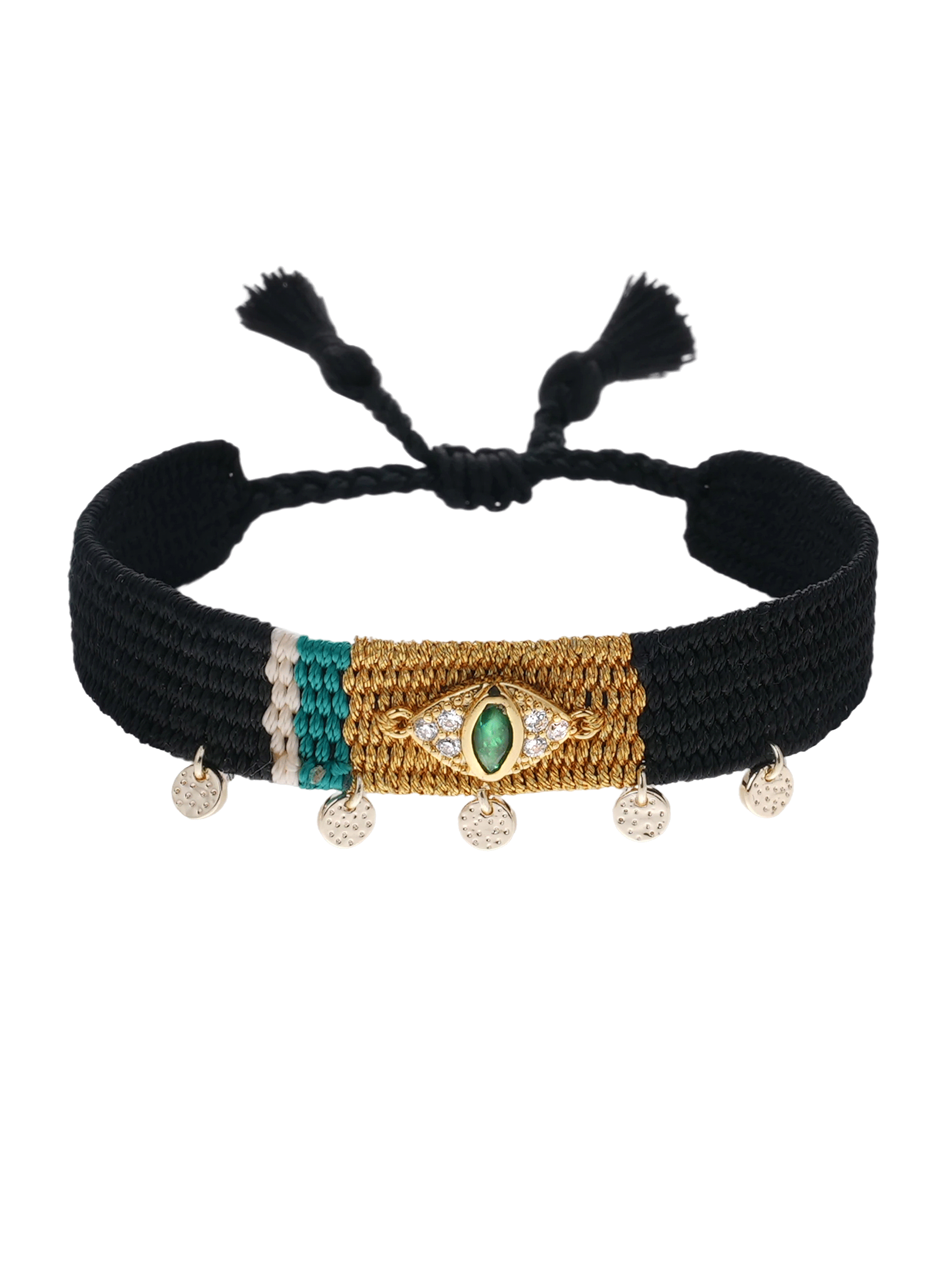 Bracelet réglable coloré avec pampilles ciprus HIPANEMA Noir