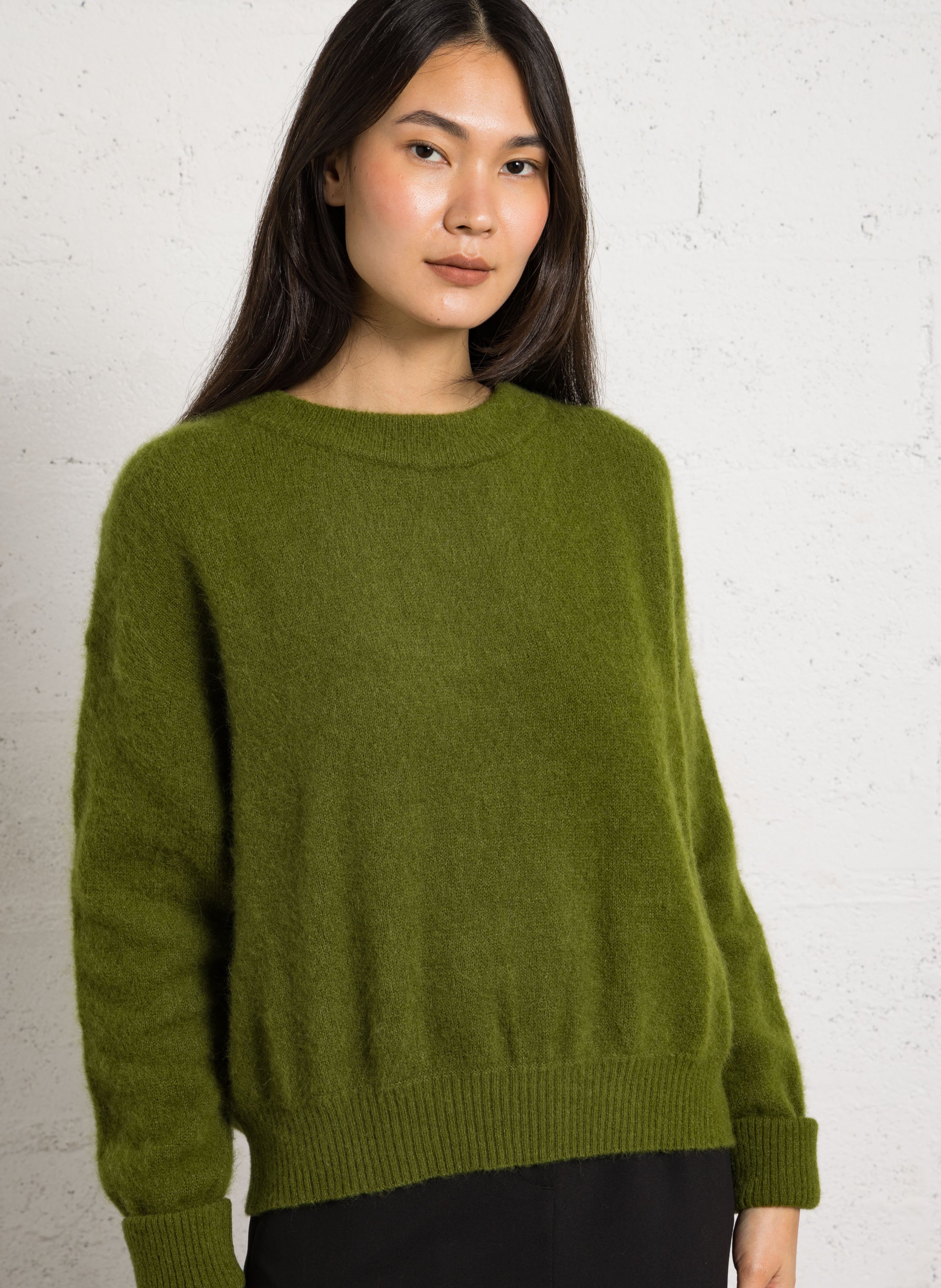 Pull ample col rond en laine mélangée vitow AMERICAN VINTAGE Vert