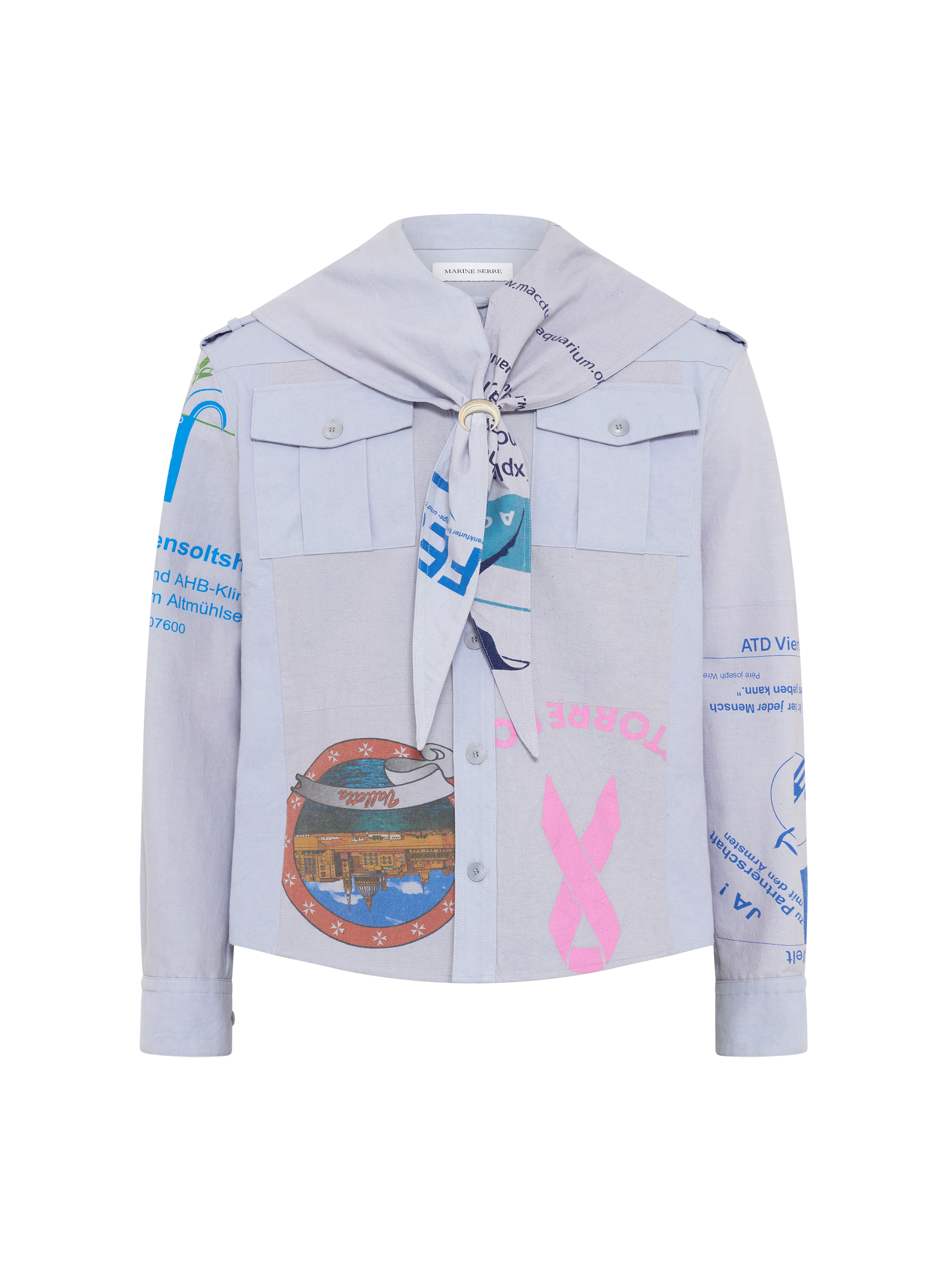 Chemise manches longues upcyclée à partir de tote bags scout MARINE SERRE Vert