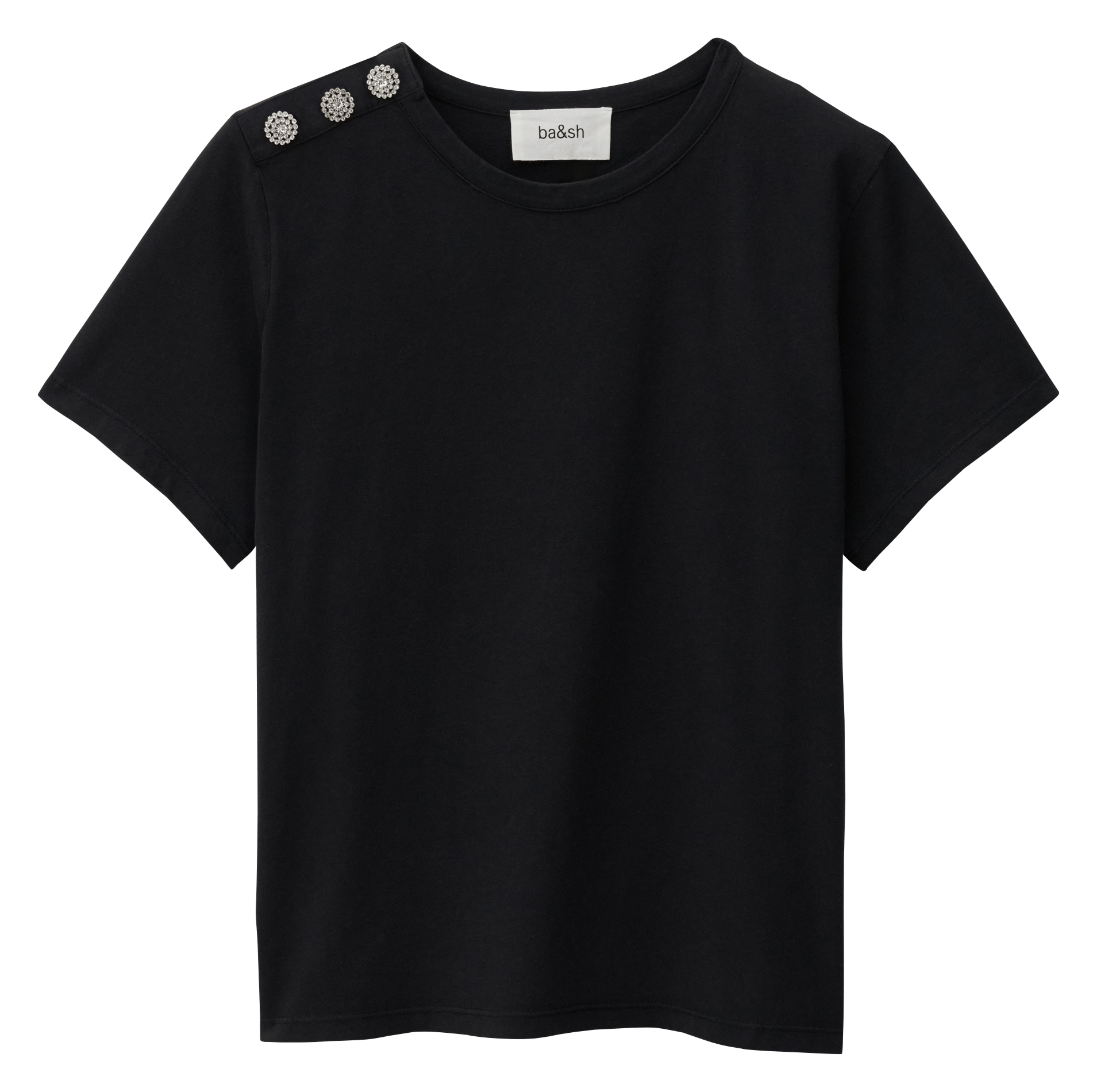 Tee-shirt col rond en coton elmer BA&SH Noir