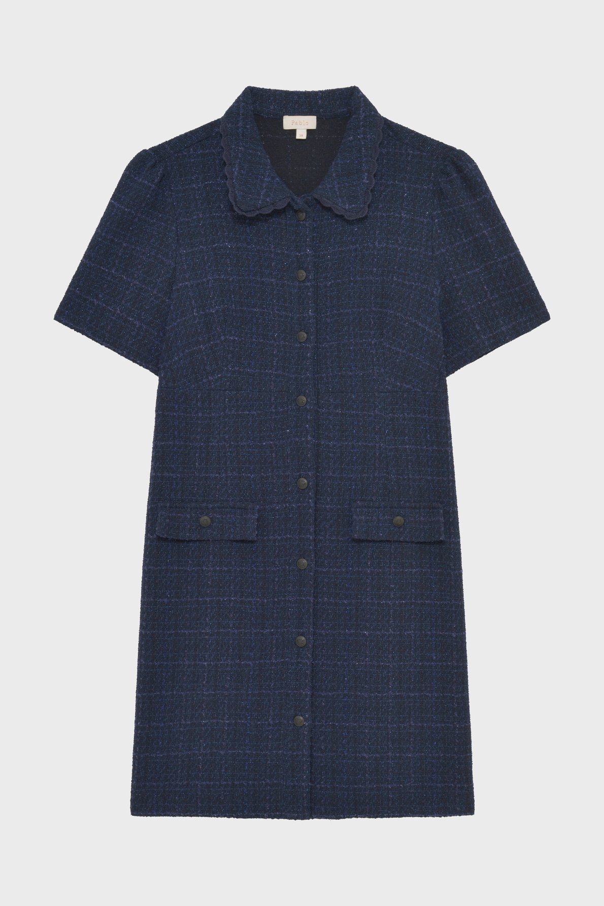 Robe courte en tweed à lurex - ludivine PABLO Bleu