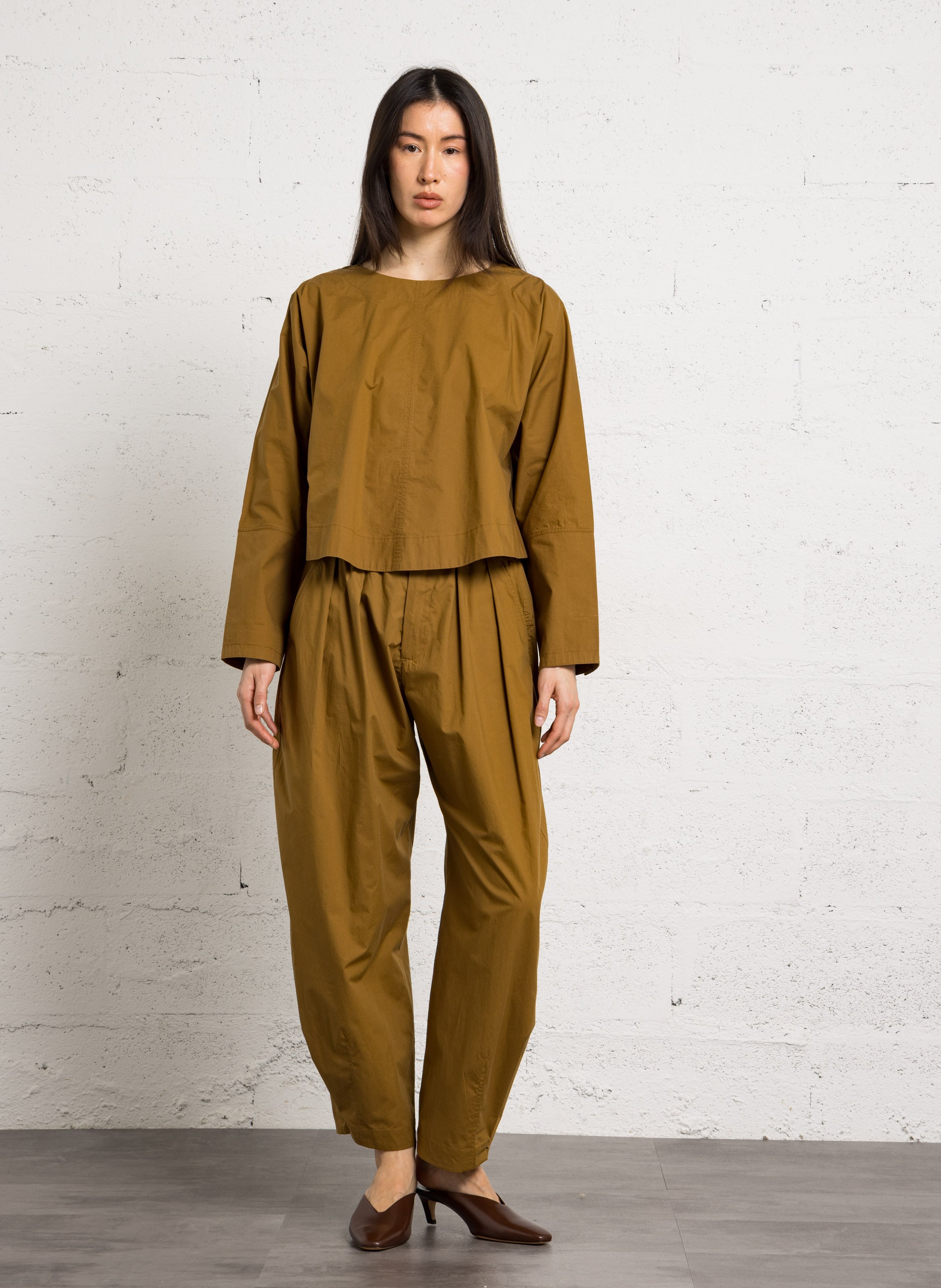 Blouse oversize col rond en coton armand SOEUR Marron