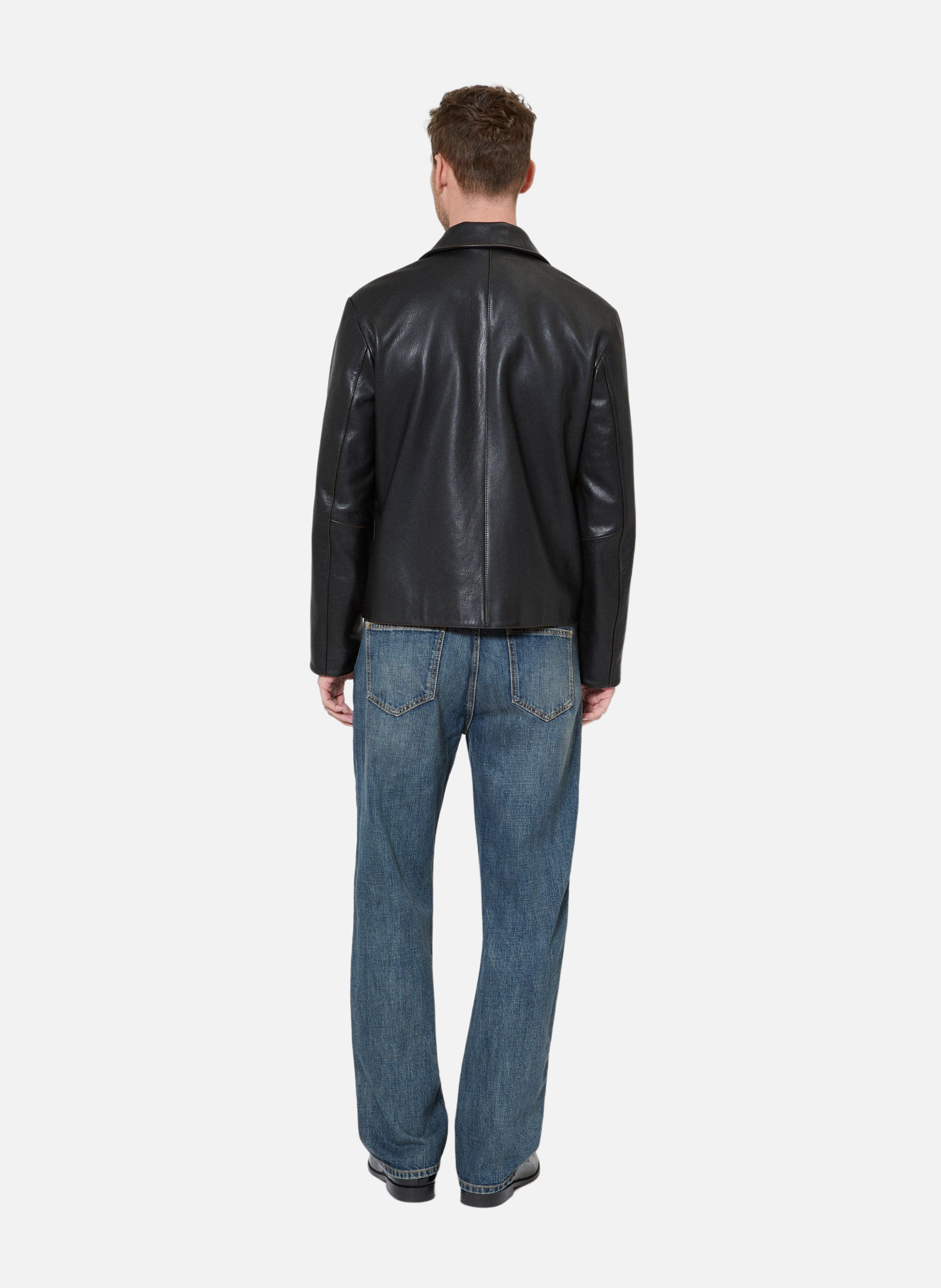 Blouson en cuir col tailleur THE KOOPLES Noir