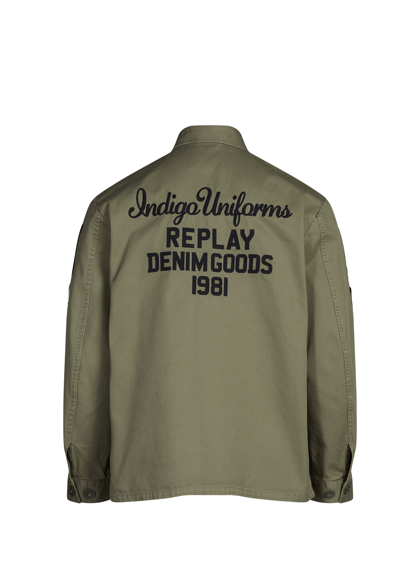 Veste droite à col classique en coton REPLAY Vert