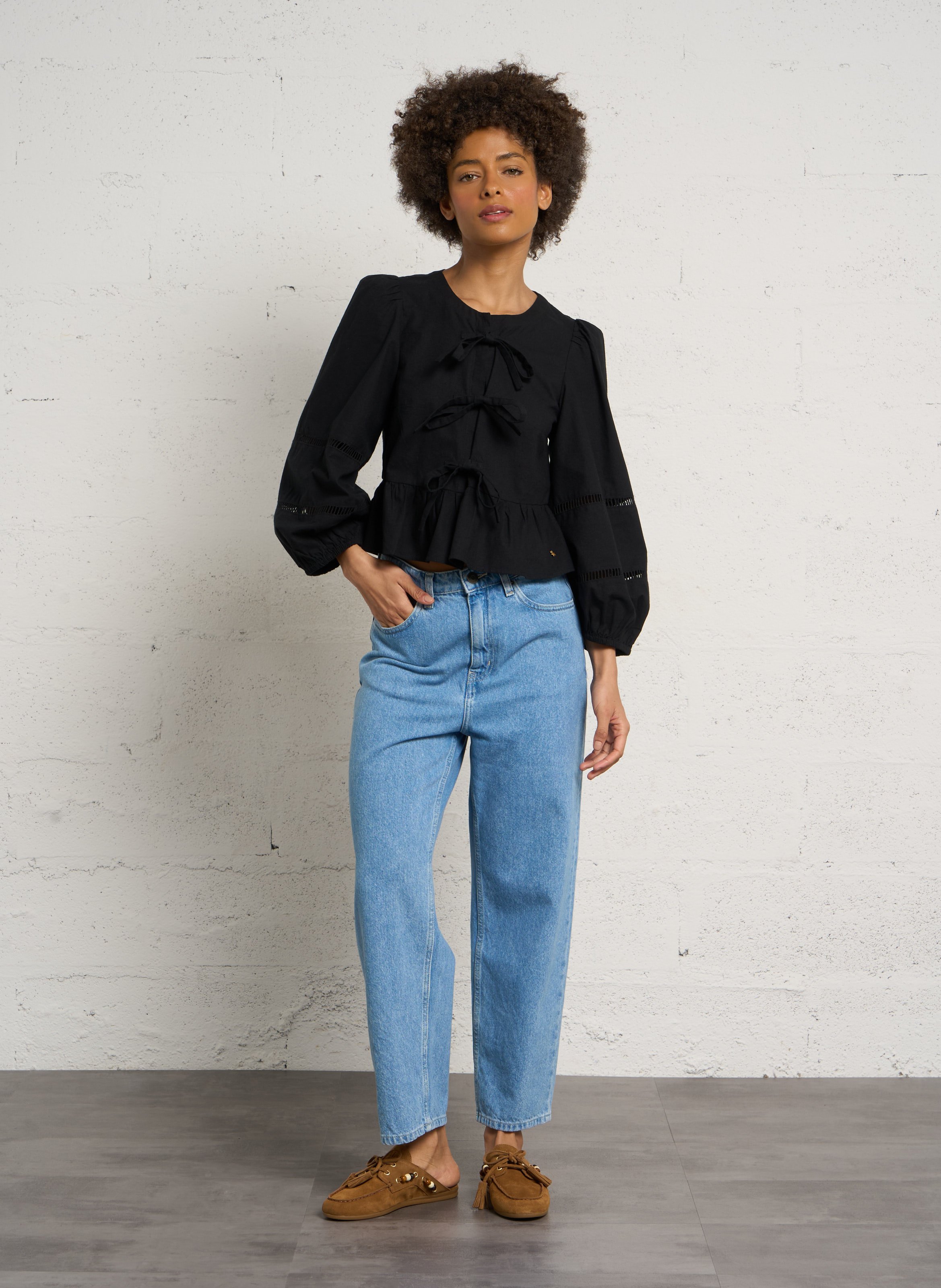 Jean droit en coton et coton recyclé joybird-b AMERICAN VINTAGE Bleu