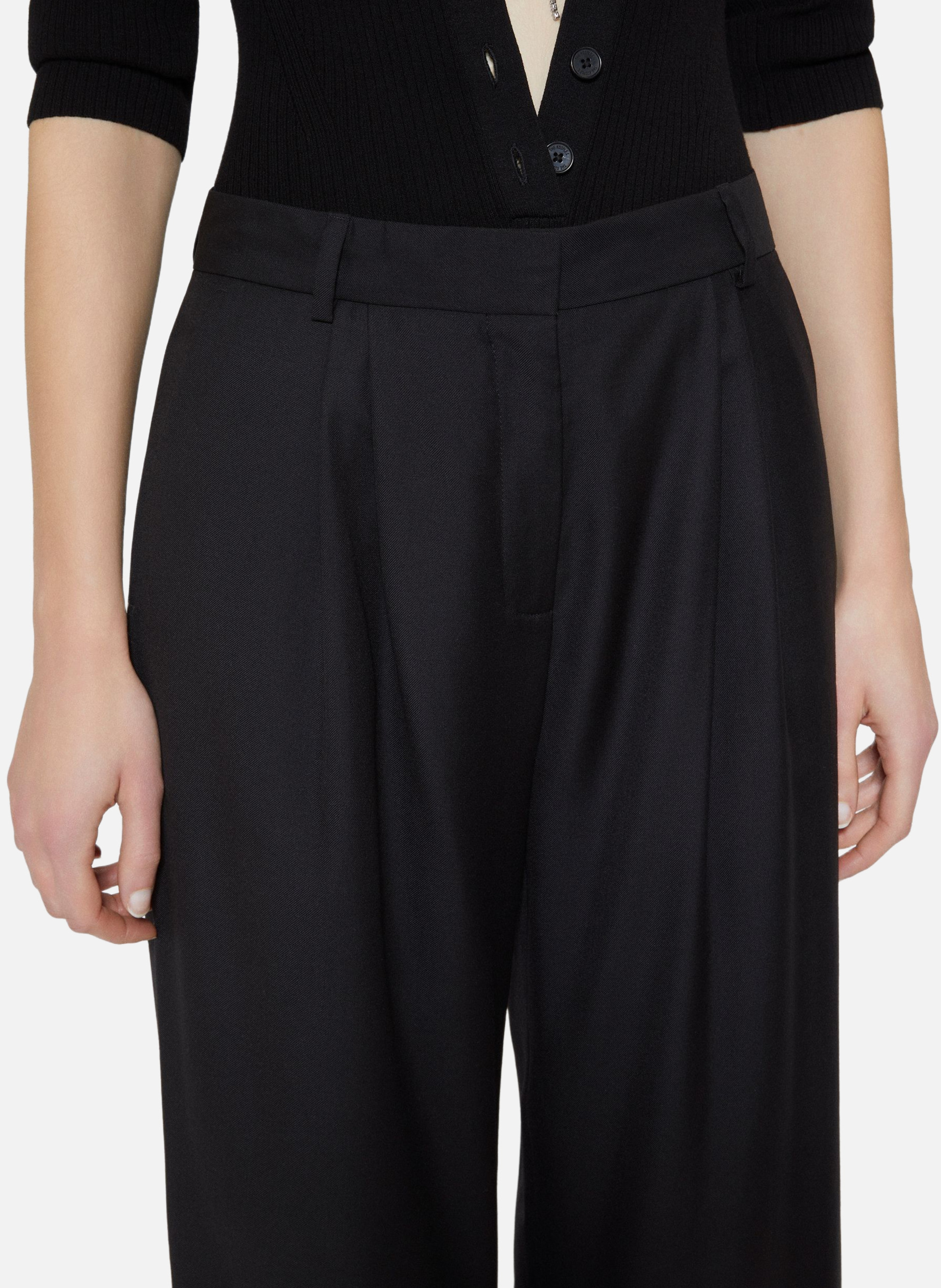 Pantalon tailleur large en laine THE KOOPLES Noir