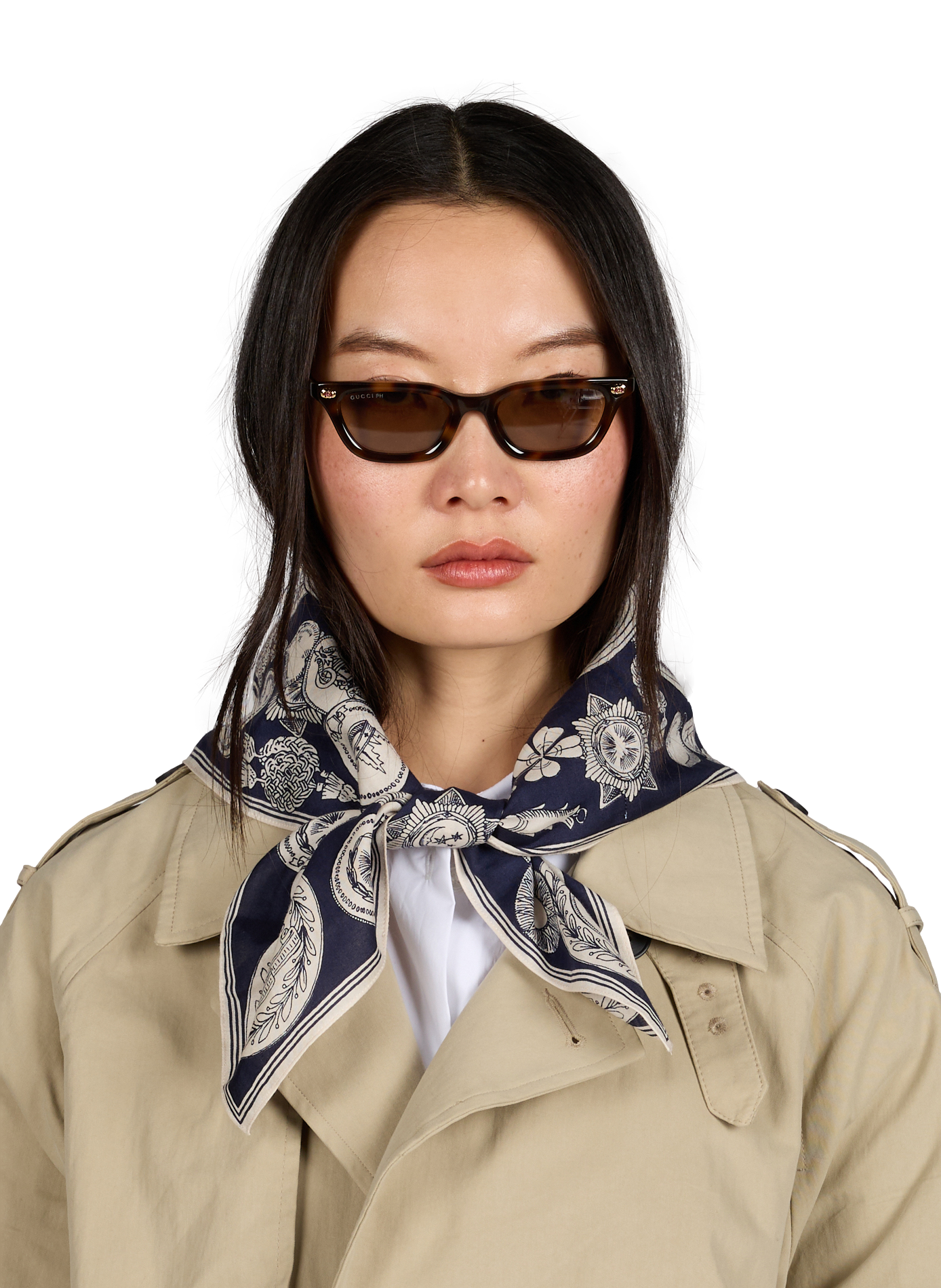 Foulard imprimé en coton et soie INOUITOOSH Bleu