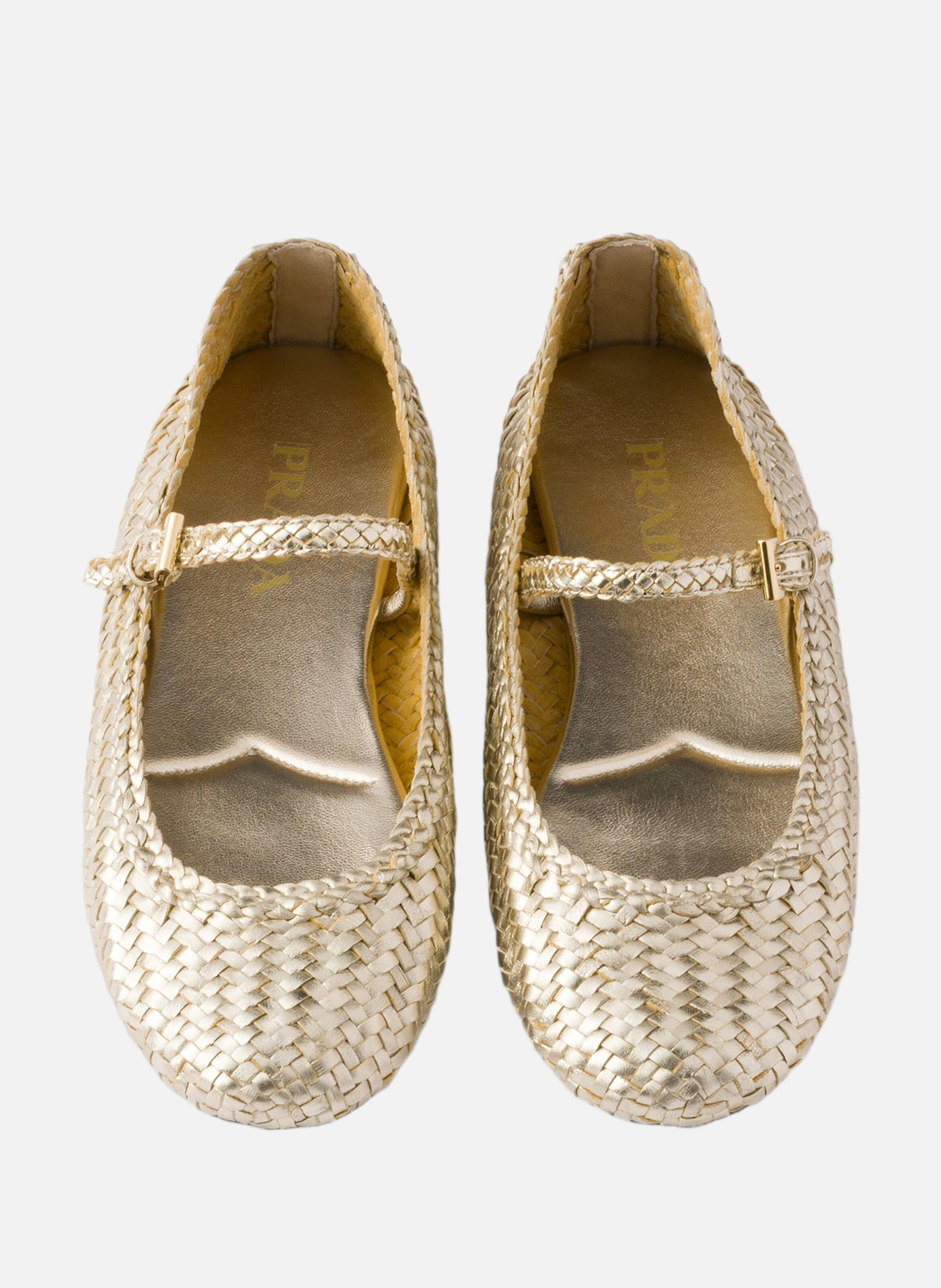 Ballerines en cuir PRADA Argent