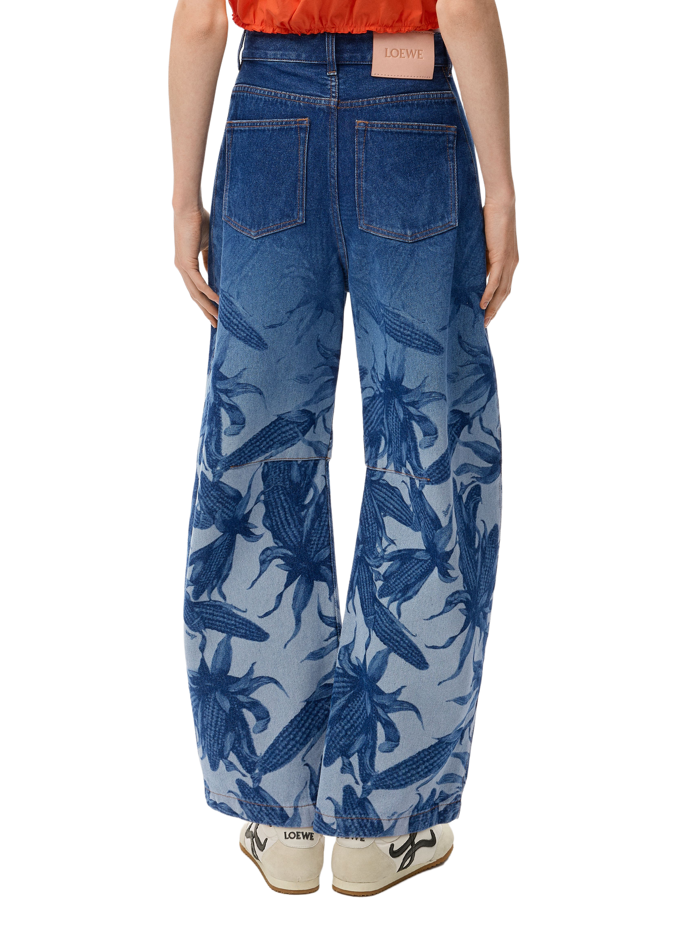 Denim cotton printed barrel jeans LOEWE Blue