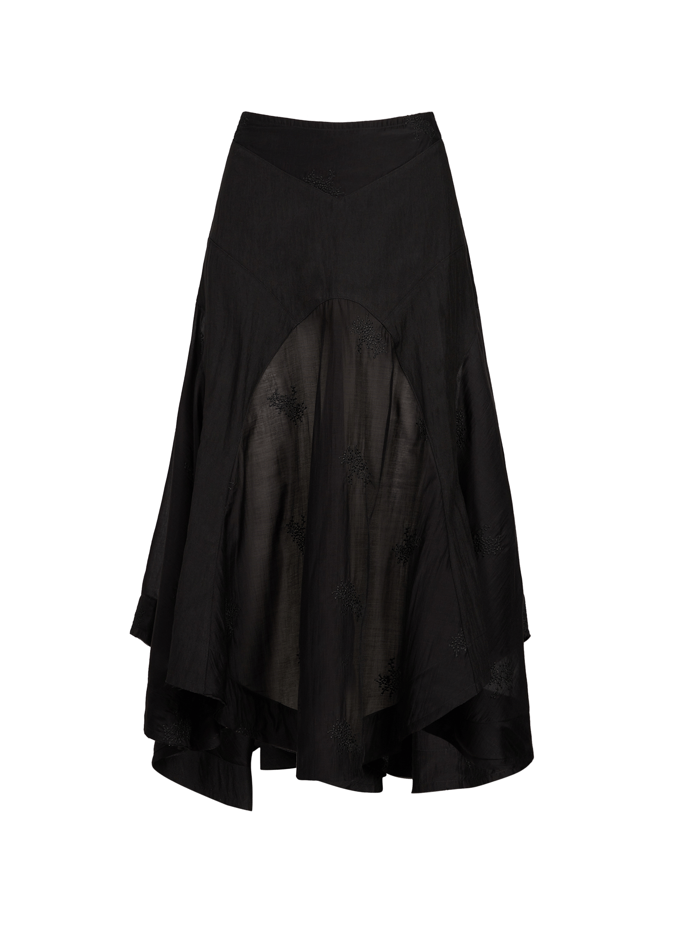 Midi skirt with transparent panels and embroideries OUR LEGACY Black