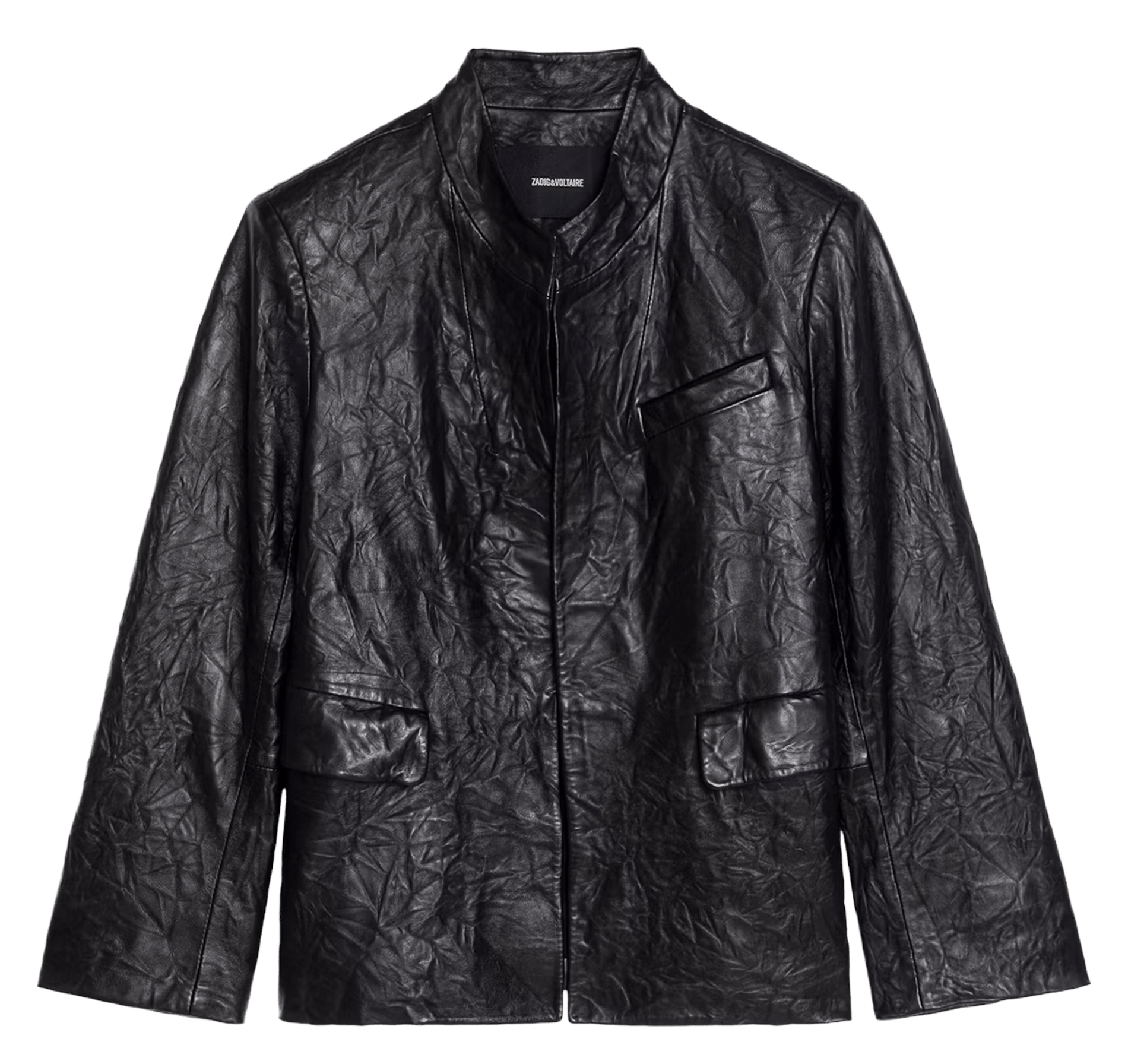 Blouson col rond en cuir veryn ZADIG&VOLTAIRE Noir