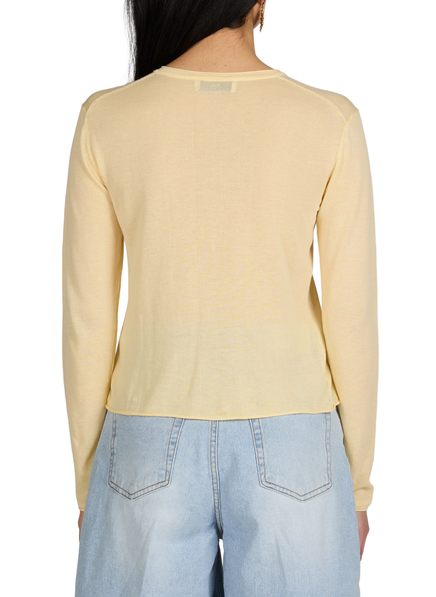 Transparent round-neck cardigan in blended cotton DUNST Yellow