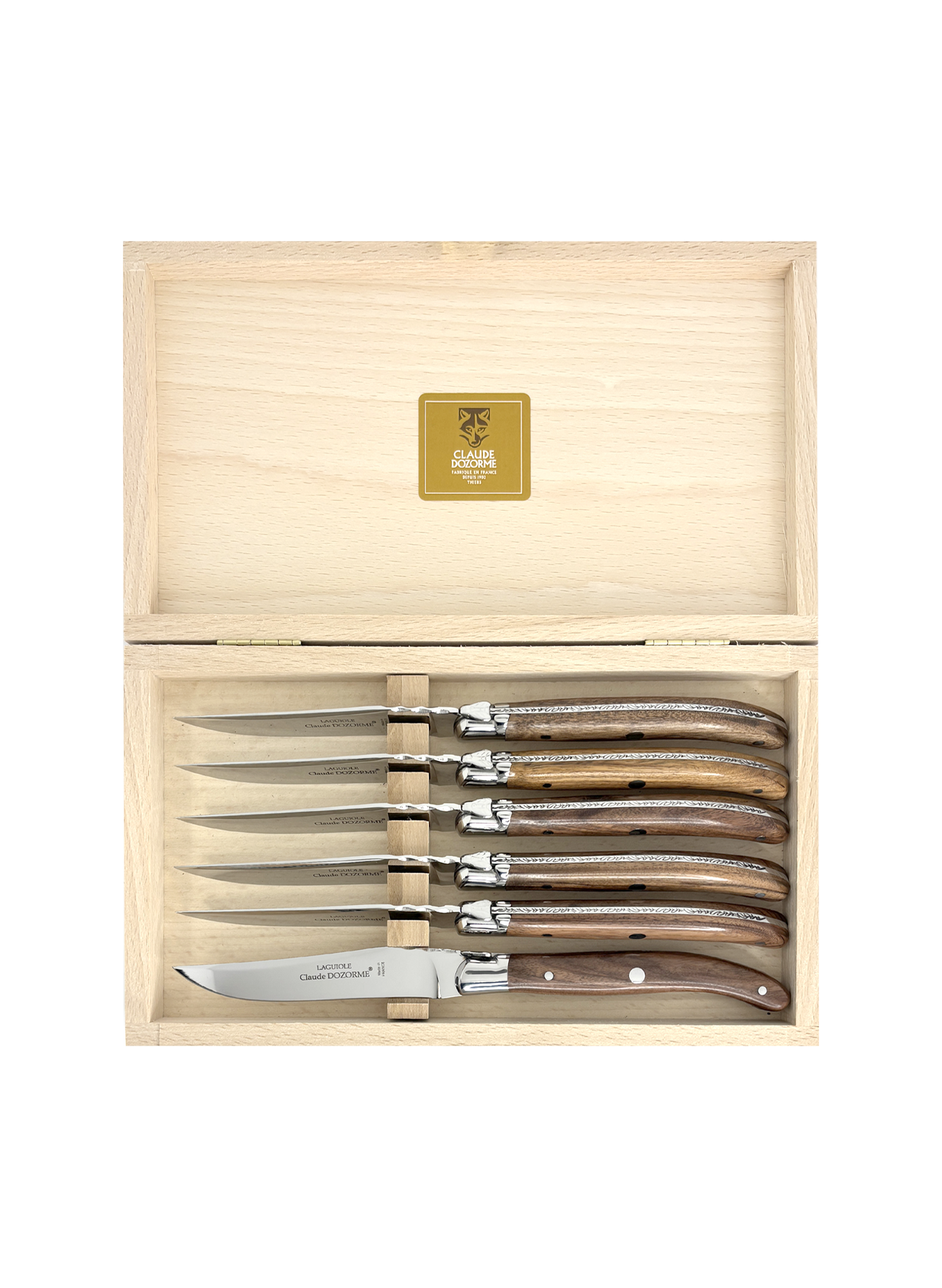 Set of 6 Laguiole knives DOZORME Brown