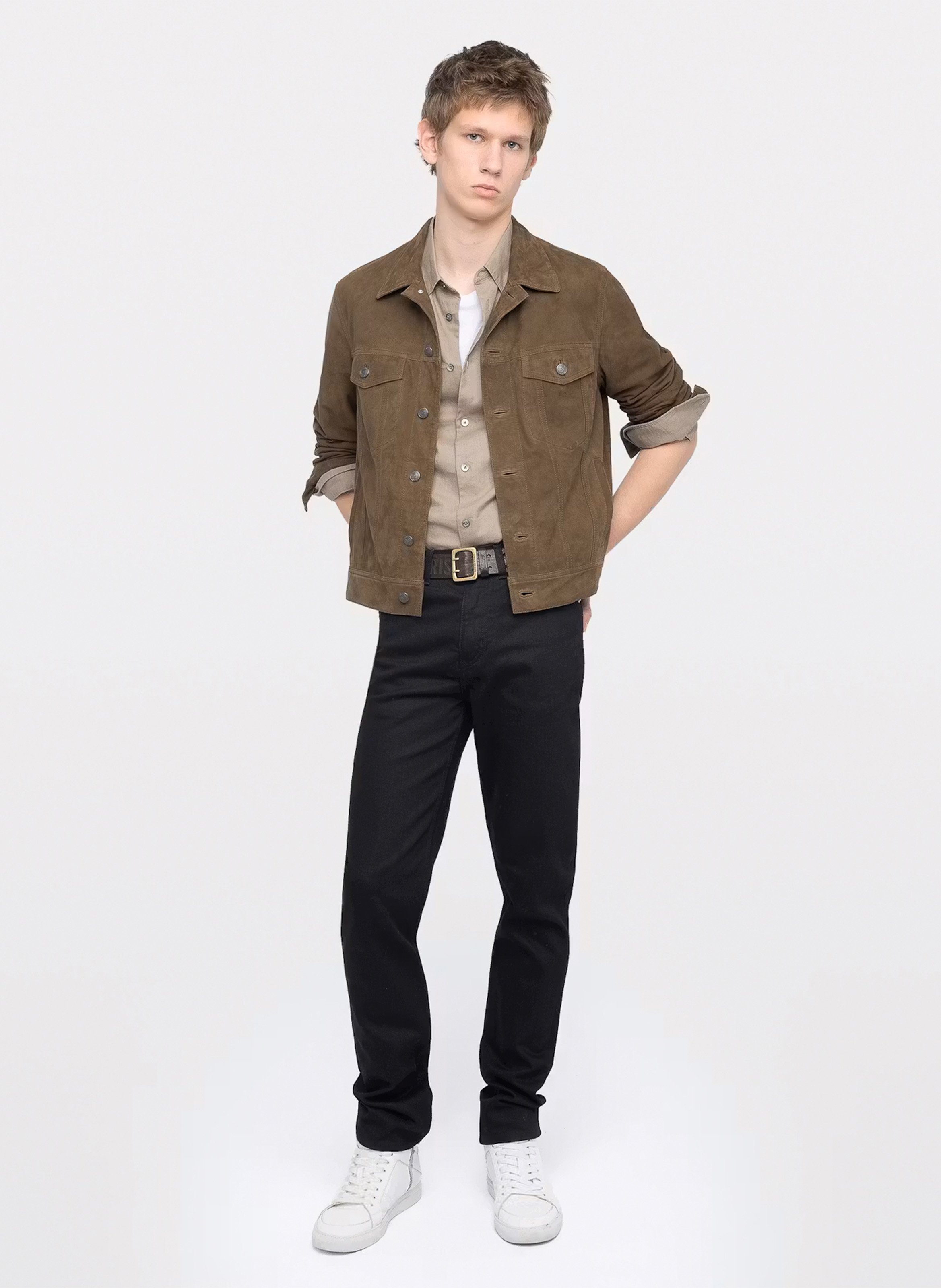 Veste droite boutonnée en suède bases ZADIG&VOLTAIRE Vert