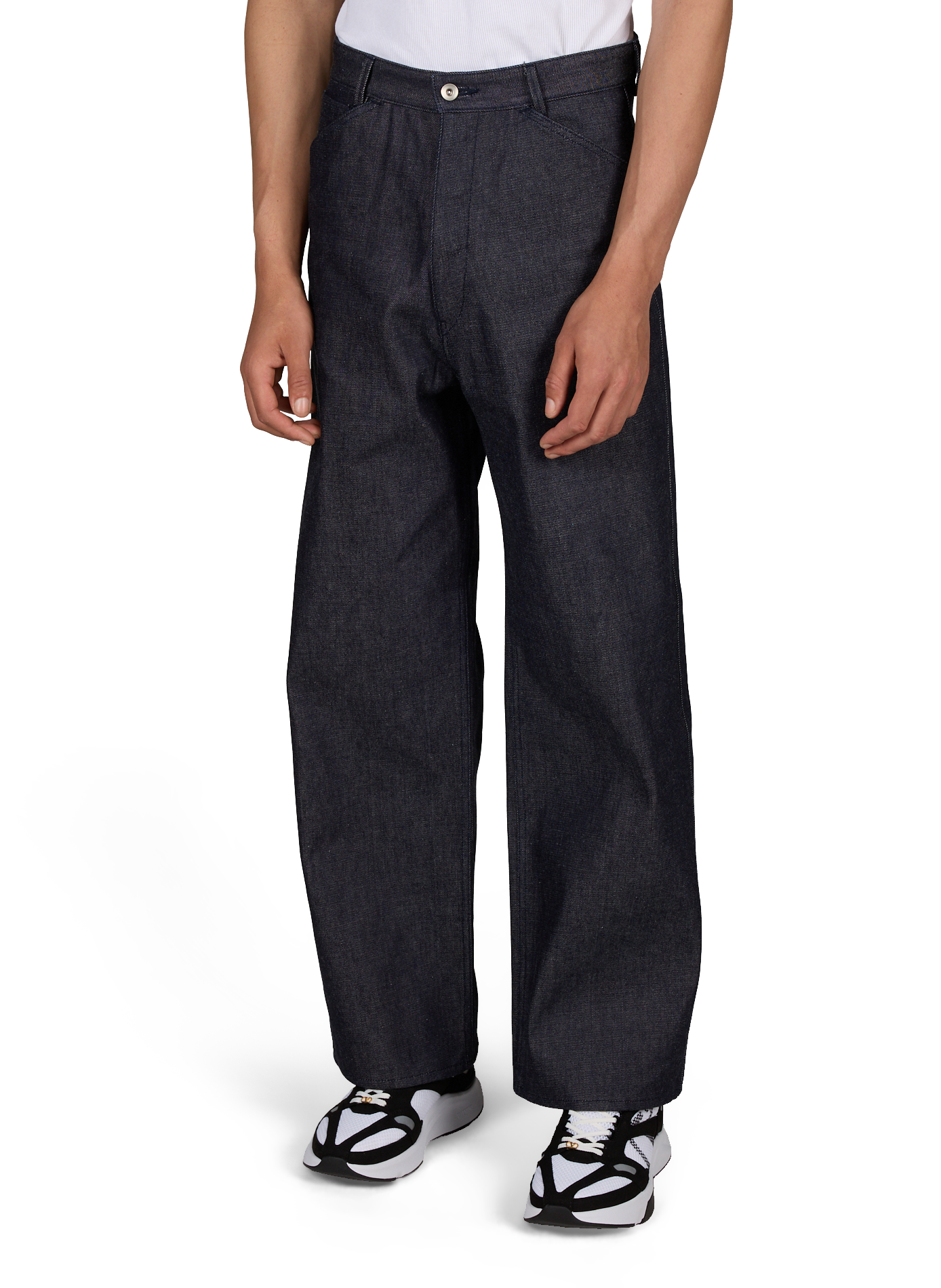Breite Raw-Denim-Jeans aus Baumwolle OMAR AFRIDI Blau