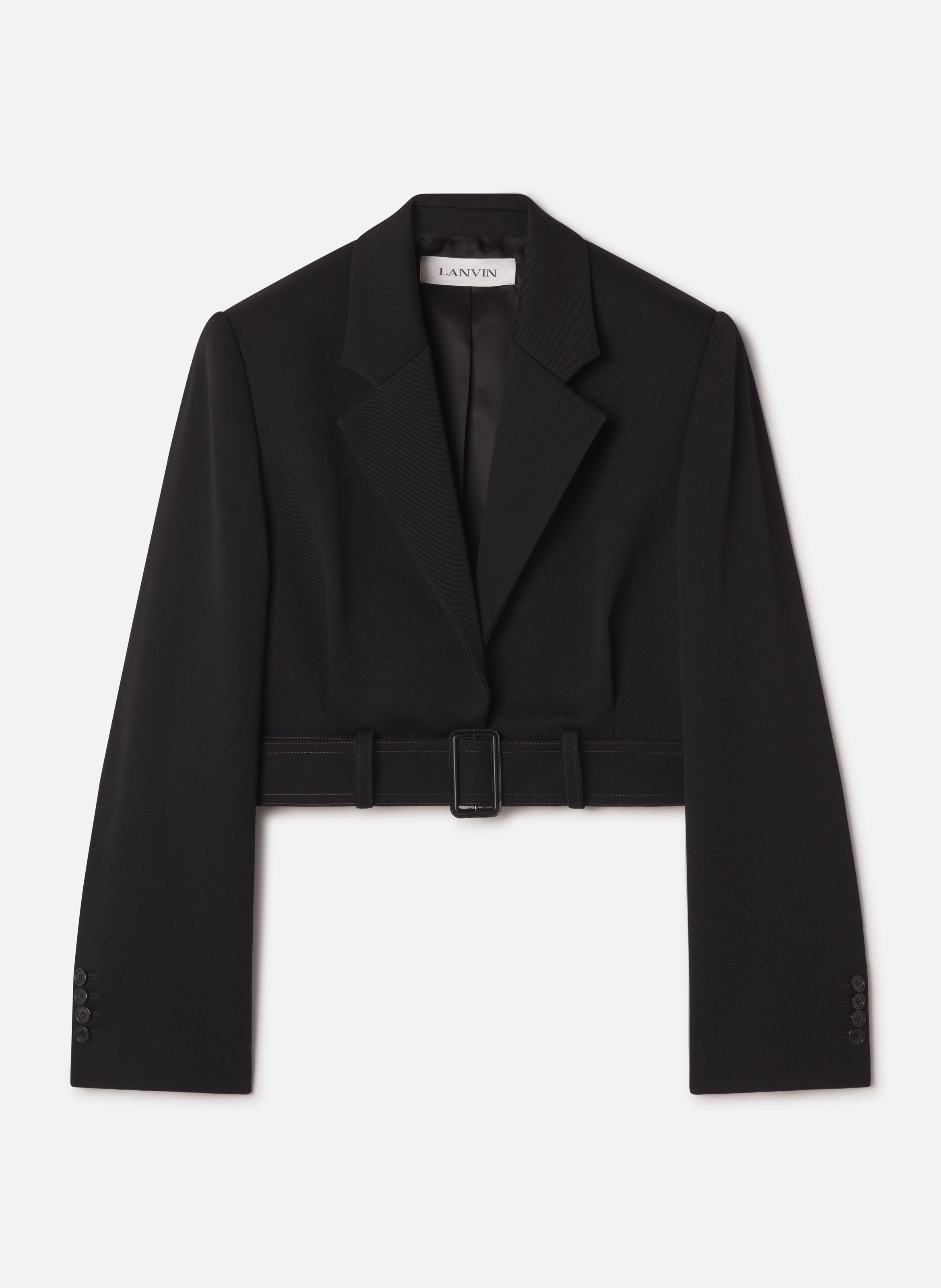 Veste courte ceinturée en laine LANVIN Noir