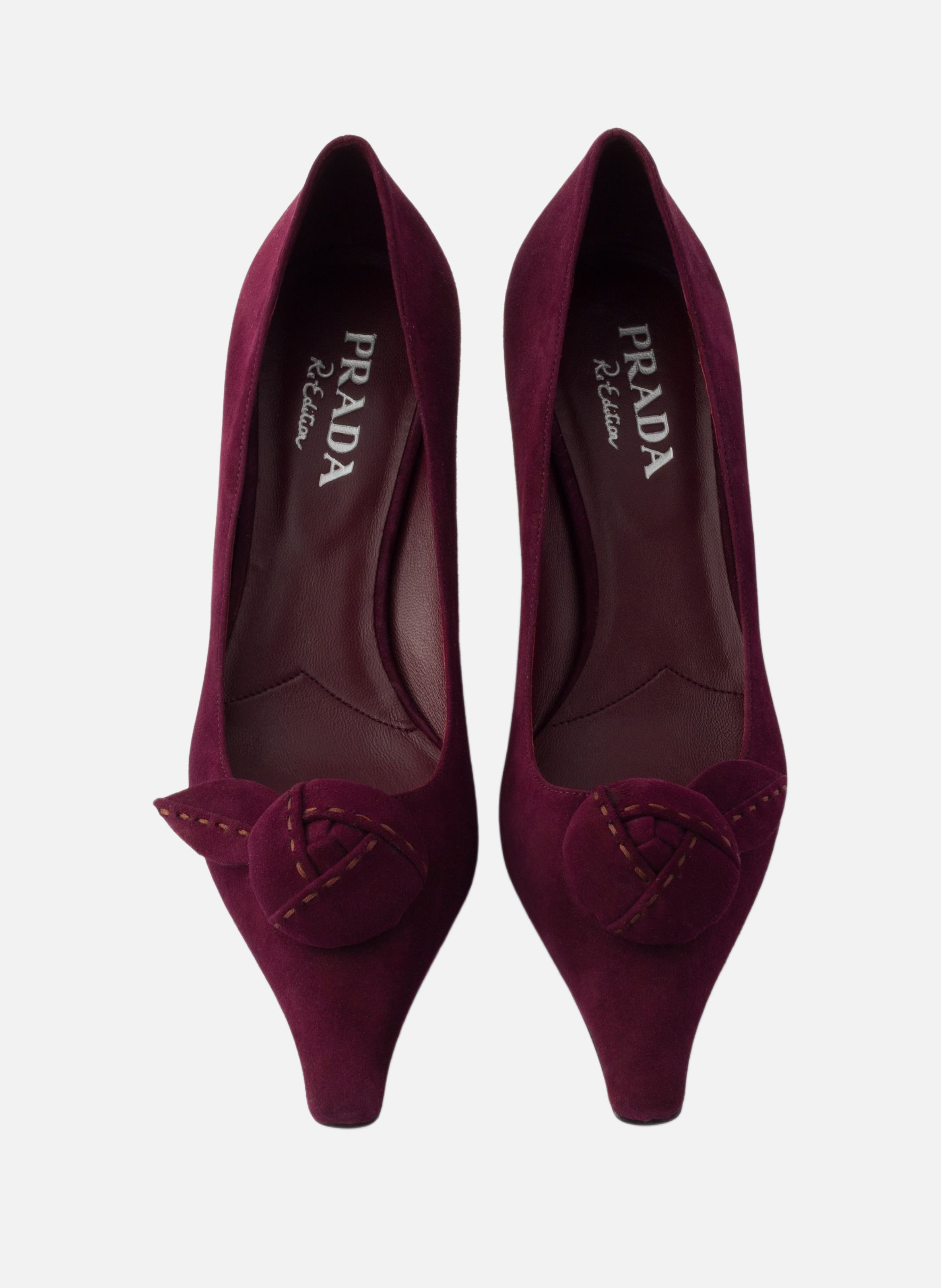 Escarpins en veau velours PRADA Rouge
