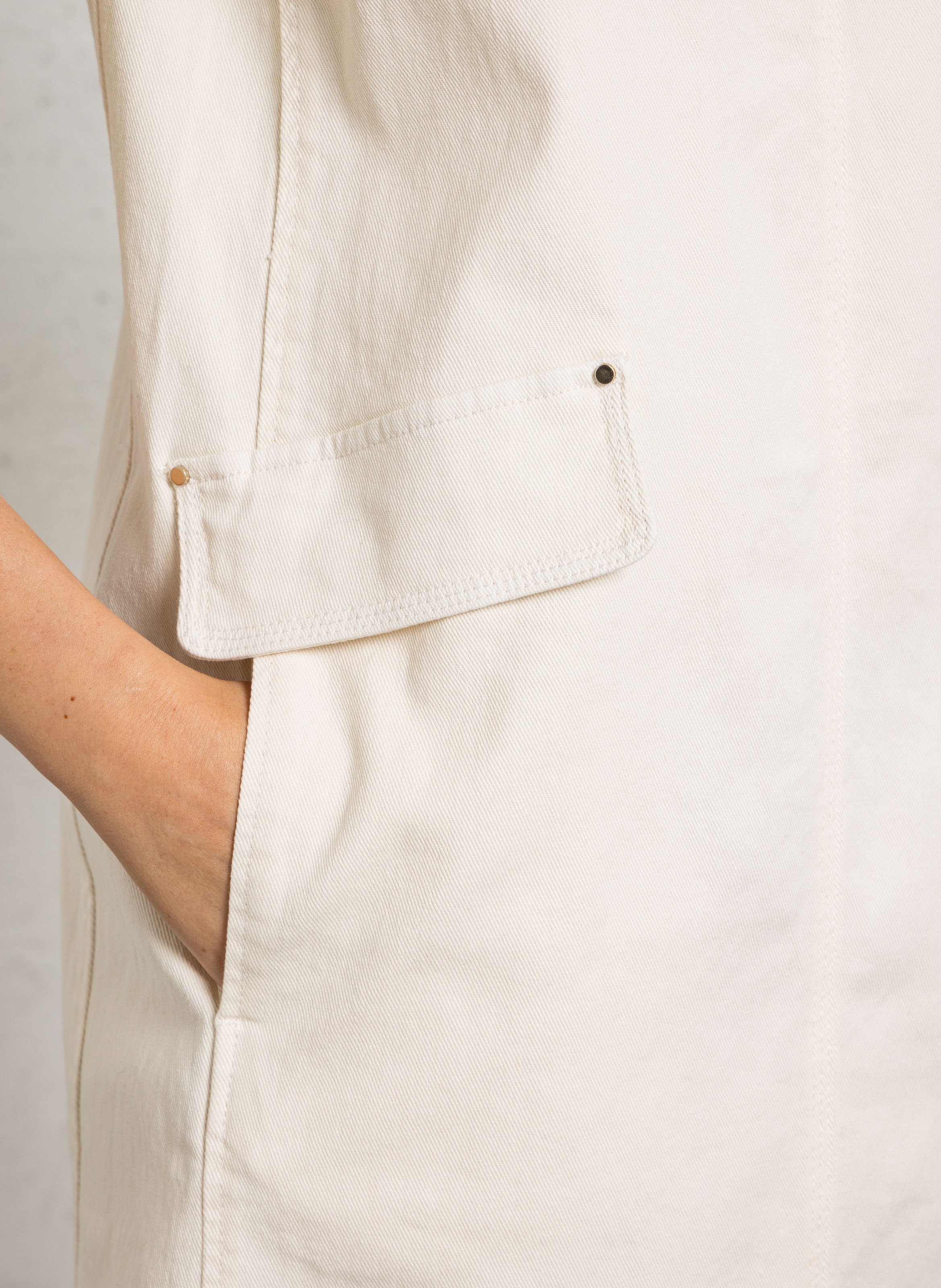 Robe courte col rond en coton mélangé balsa MAISON 123 Beige