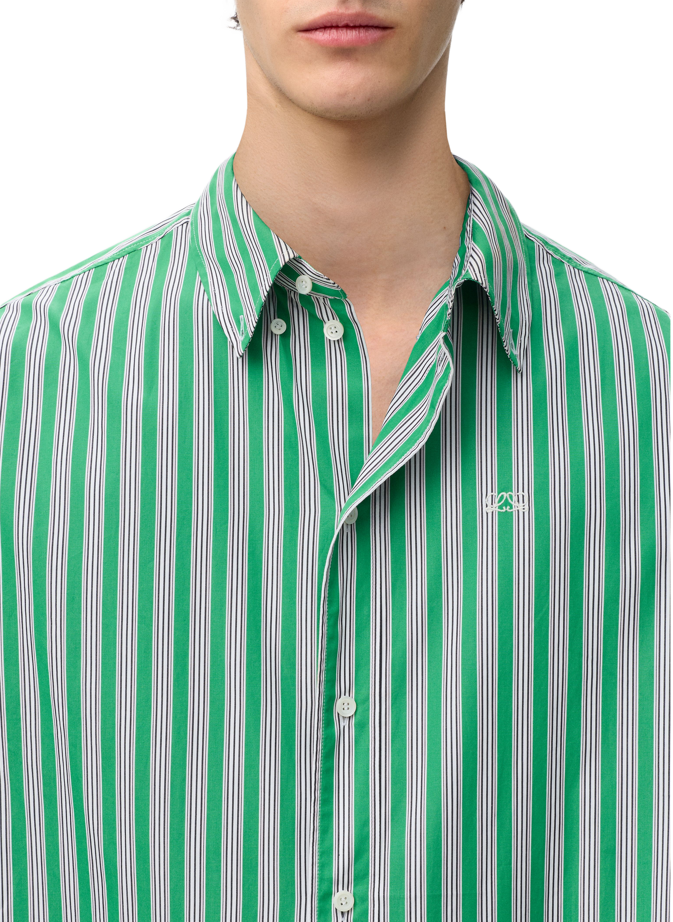 Striped shirt in cotton poplin. LOEWE Green