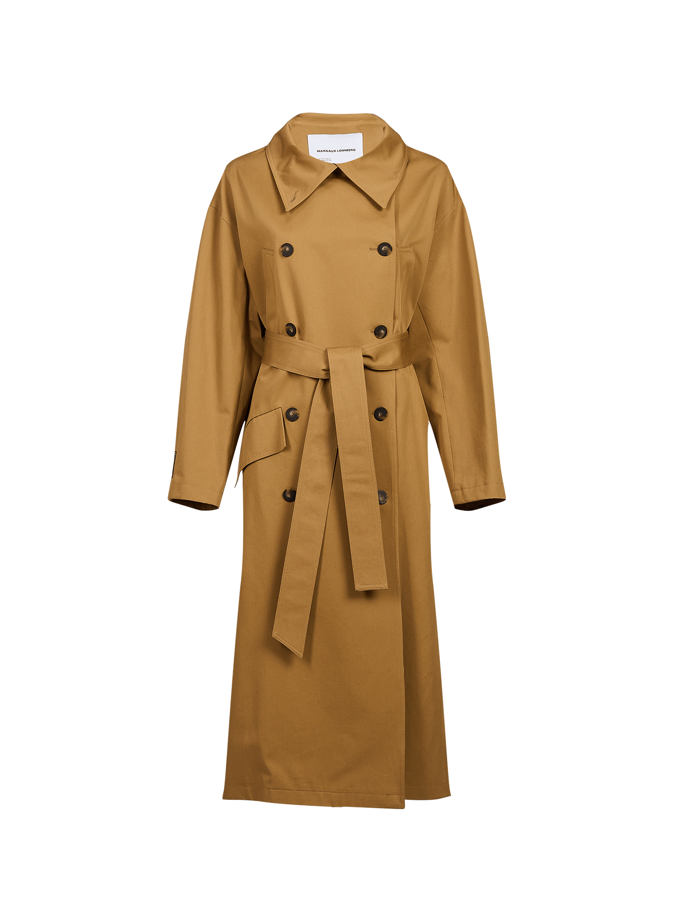 Trench long boutonné uni en coton MARGAUX LONNBERG Beige