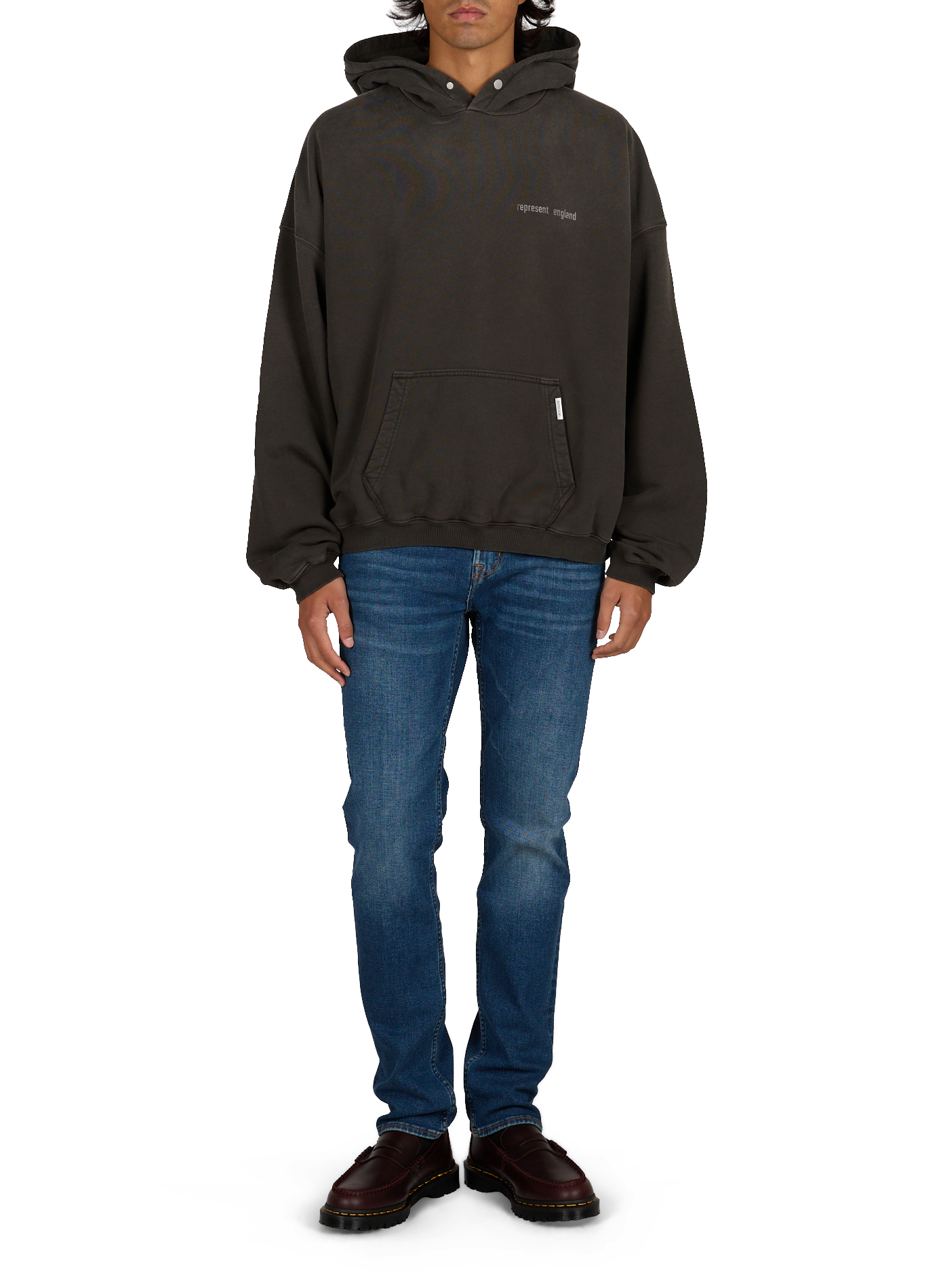 Weites Kapuzensweatshirt aus Baumwolle REPRESENT Grau