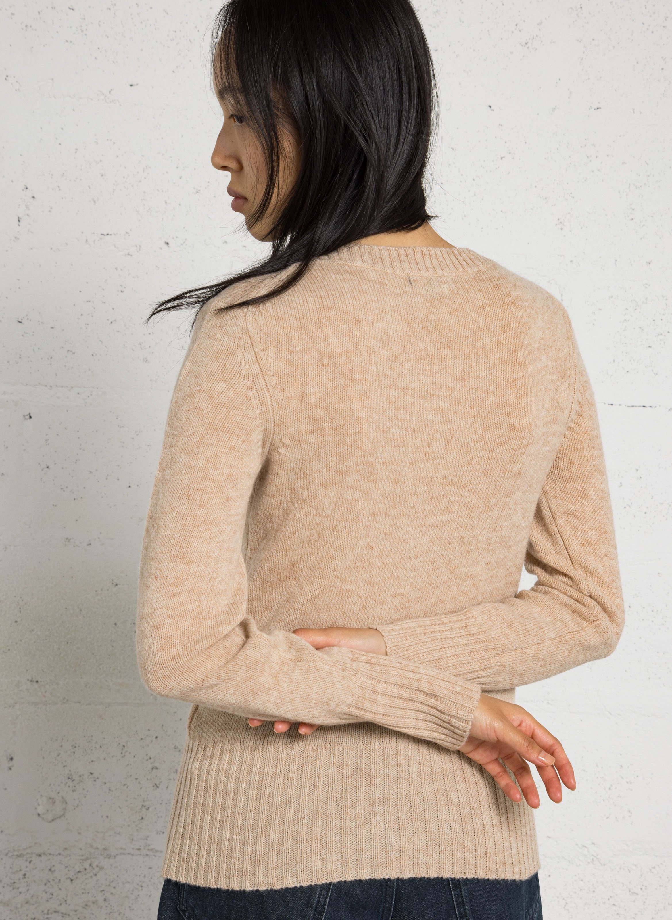 Pull droit col rond en laine gipsy SOEUR Beige