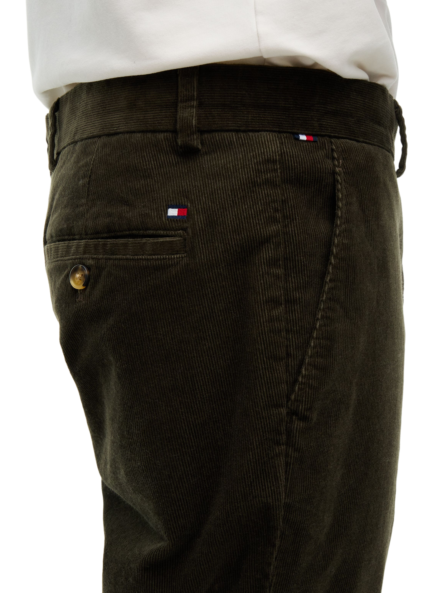 Pantalon droit en velours côtelé TOMMY HILFIGER Kaki
