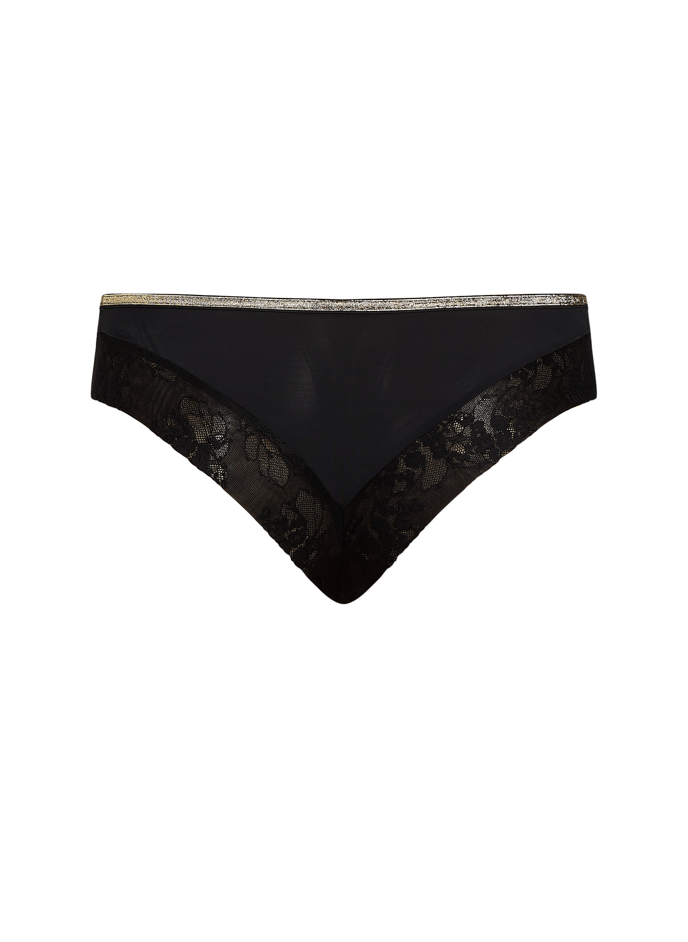 Floraler Tanga aus zwei Materialien LA NOUVELLE Schwarz