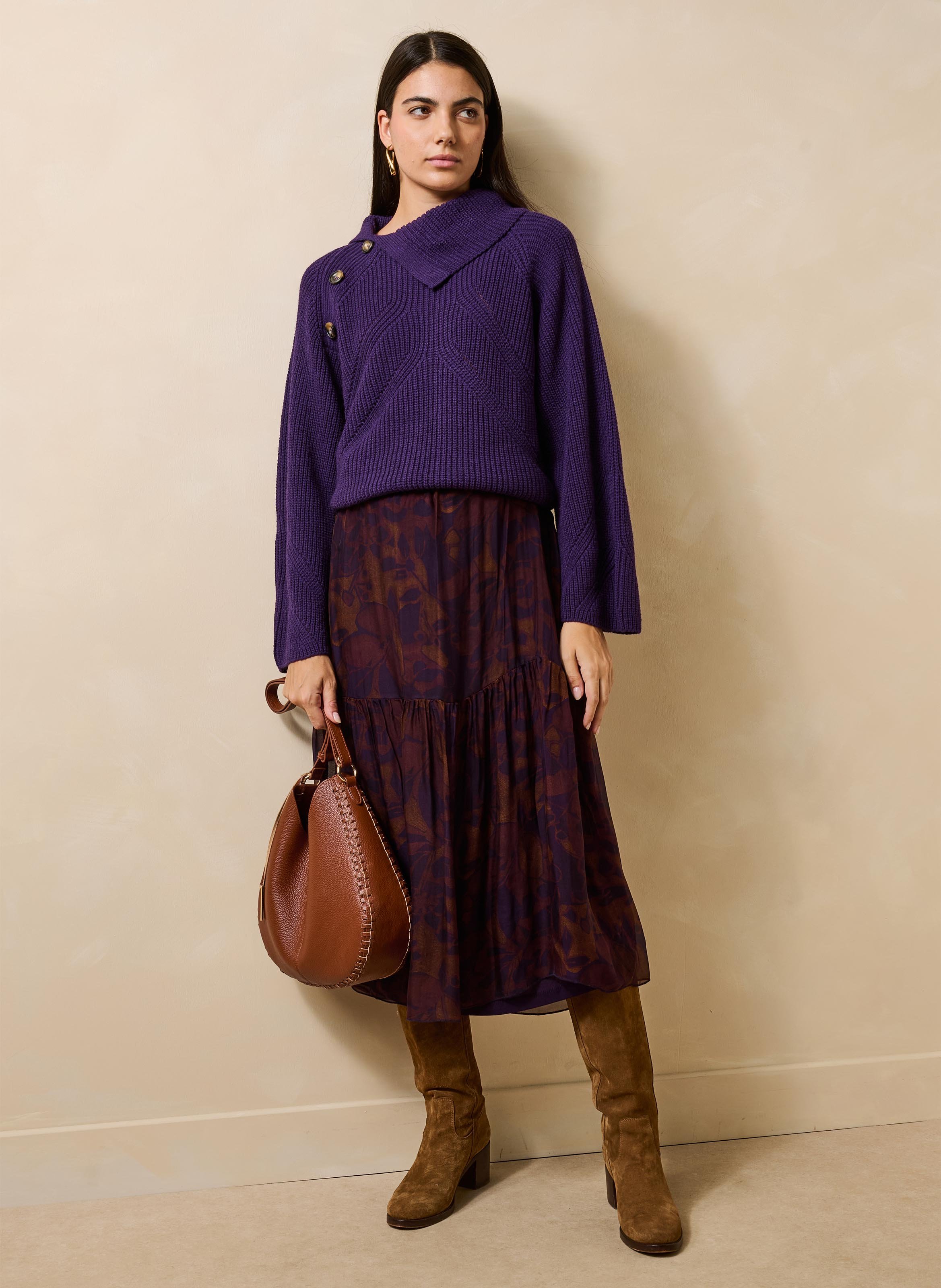 Oversized trui van een wolmix LA FEE MARABOUTEE Paars