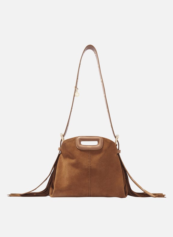 Sac bandoulière en cuir velours miss m mini Marron by MAJE MAJE Sac bandoulière en cuir velours miss m mini Marron