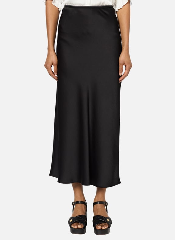 Jupe midi en satin -clemence Noir by GERARD DAREL GERARD DAREL Jupe midi en satin -clemence Noir