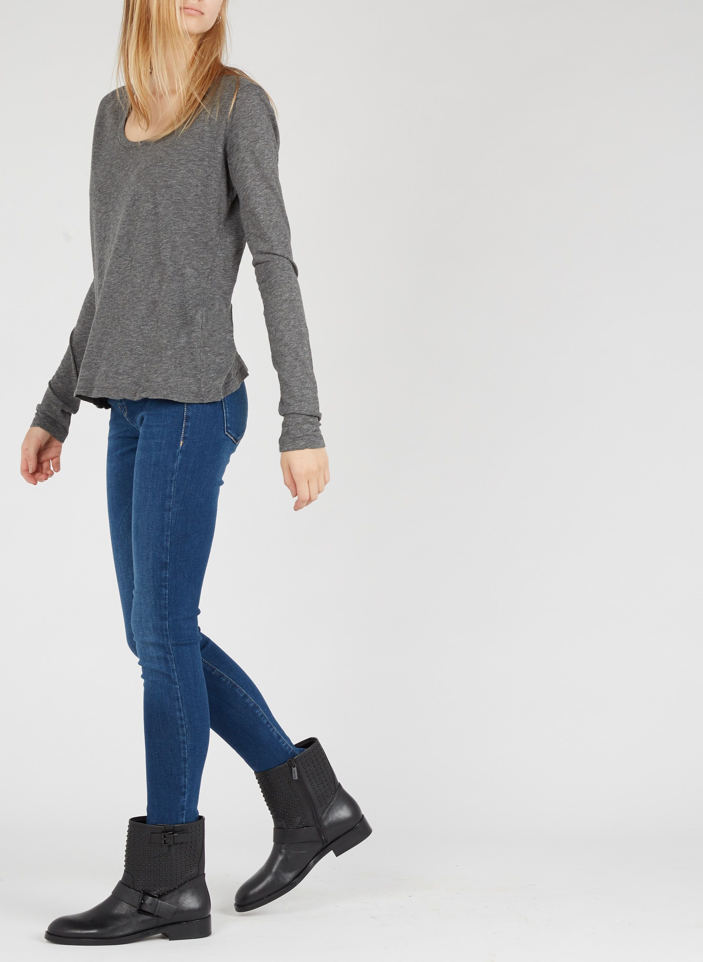 Tee-shirt col rond en coton jacksonville AMERICAN VINTAGE Gris