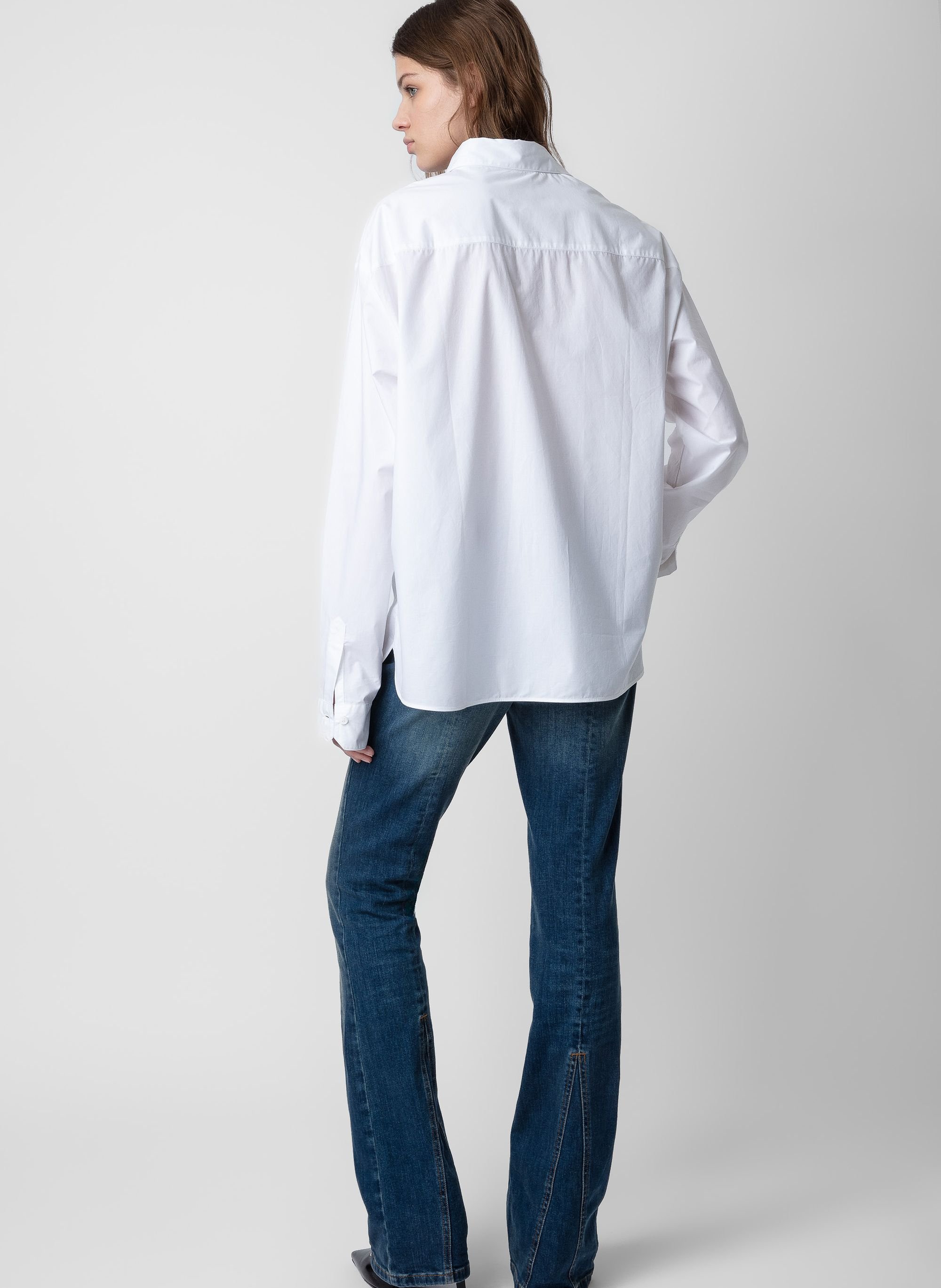 Chemise longue col montant en coton tyrone ZADIG&VOLTAIRE Blanc