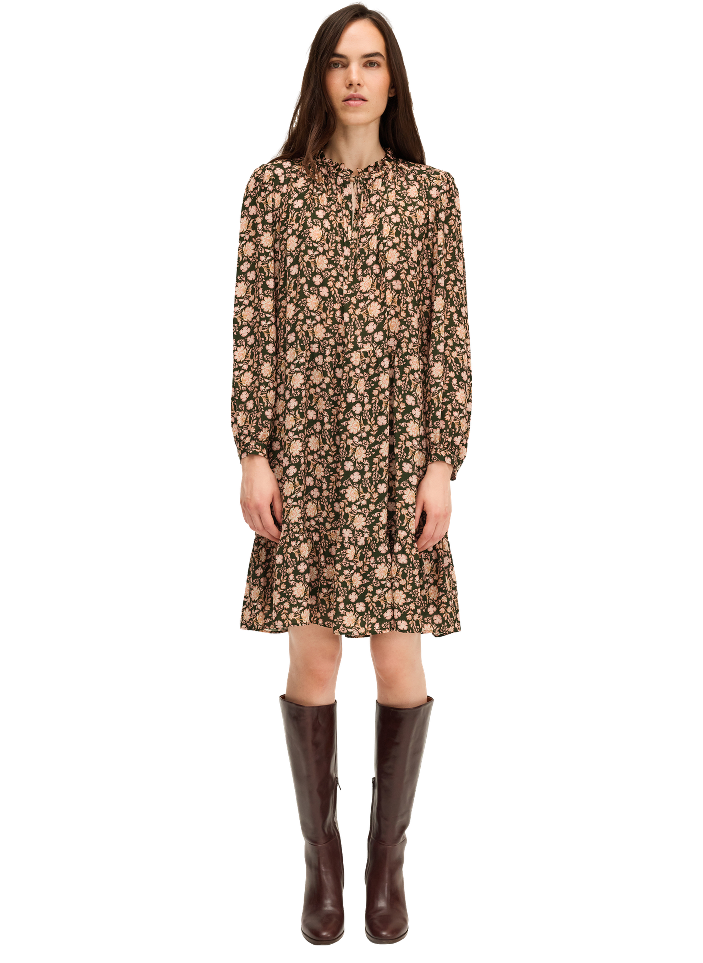 Robe courte fluide à fleurs - lina PABLO Vert