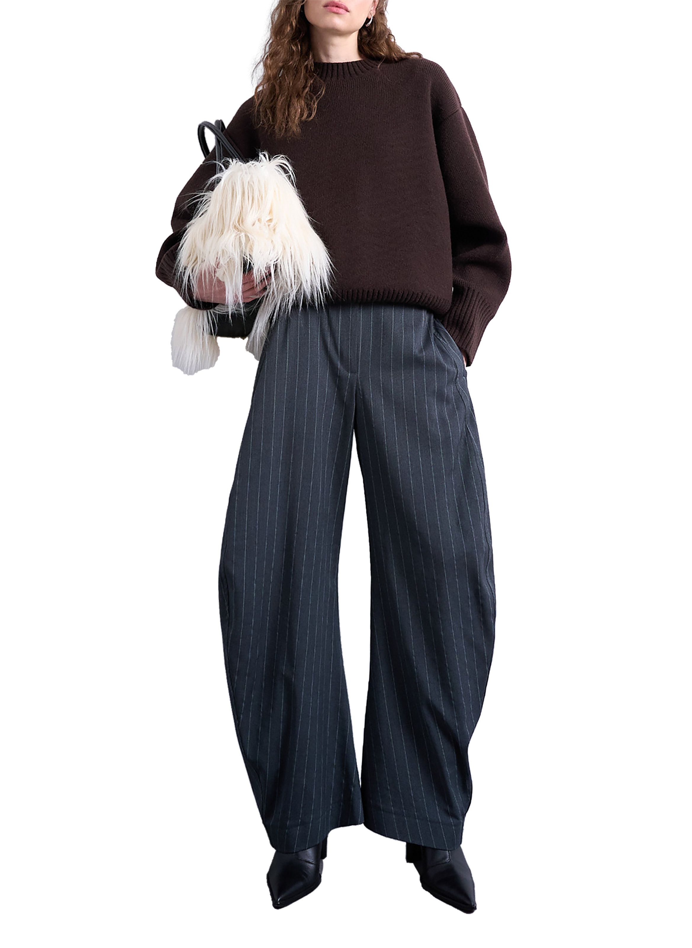 Pantalon large rayé Tsbina TOPSHOP Gris